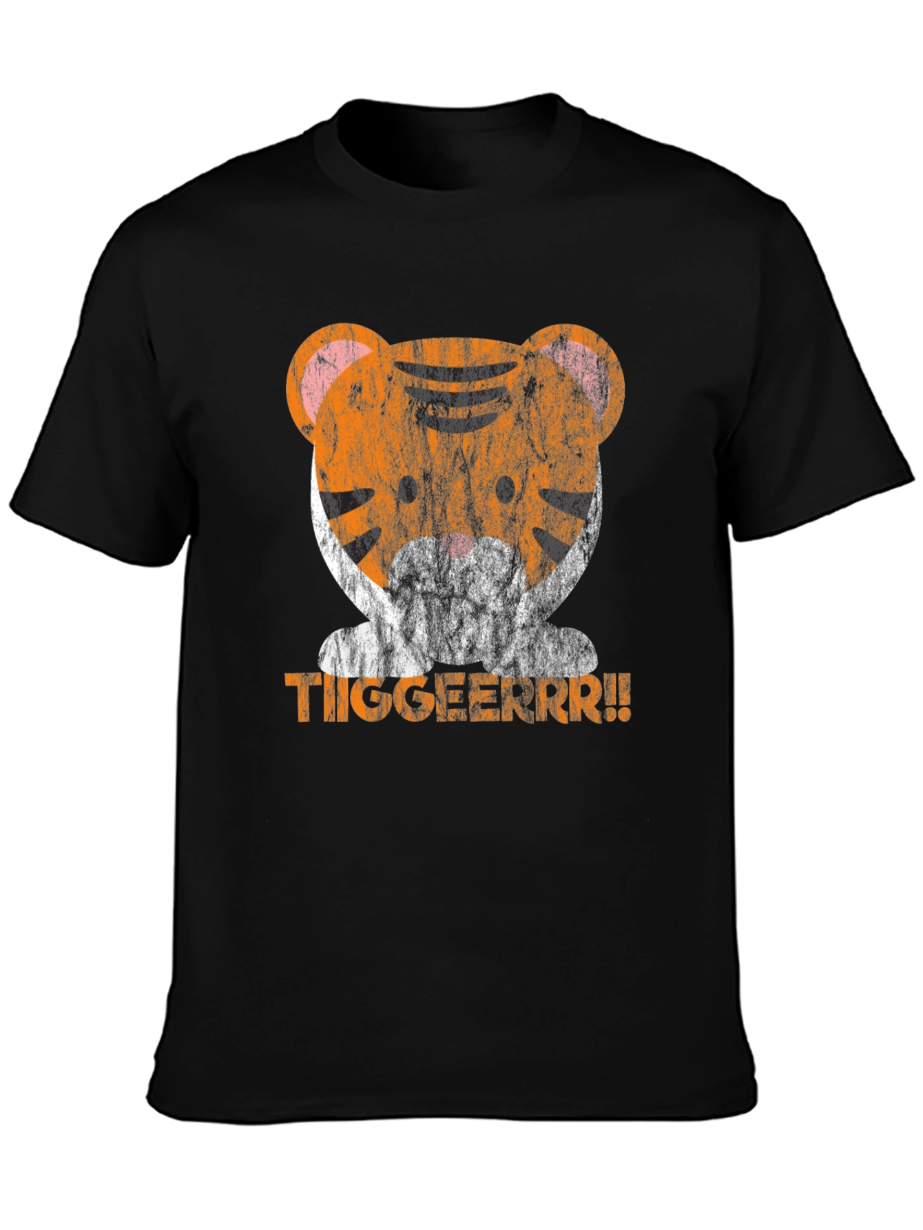 Cute Tiger Graphic Tee - Distressed Print