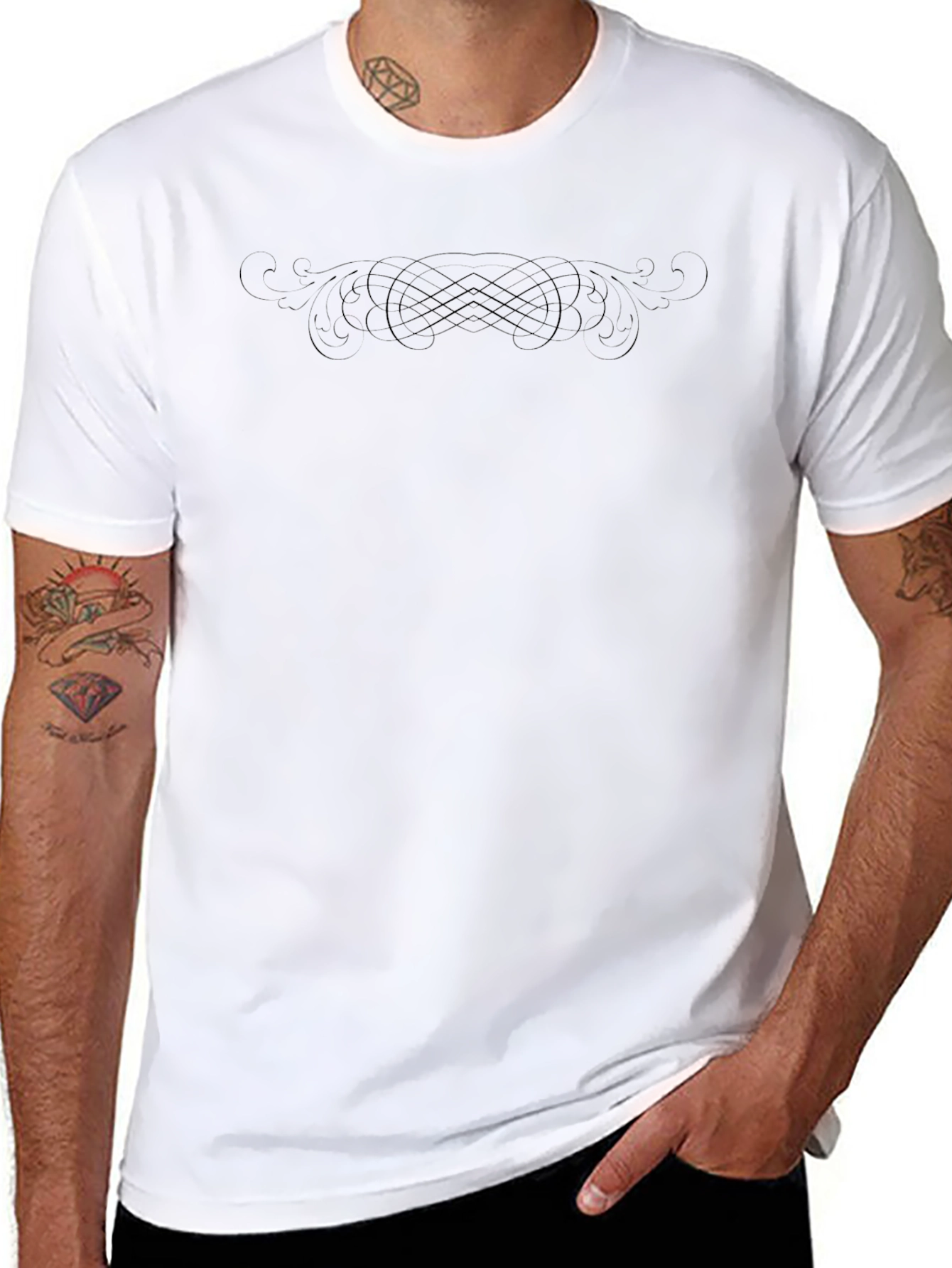 Mens Black Tee with Subtle Pattern