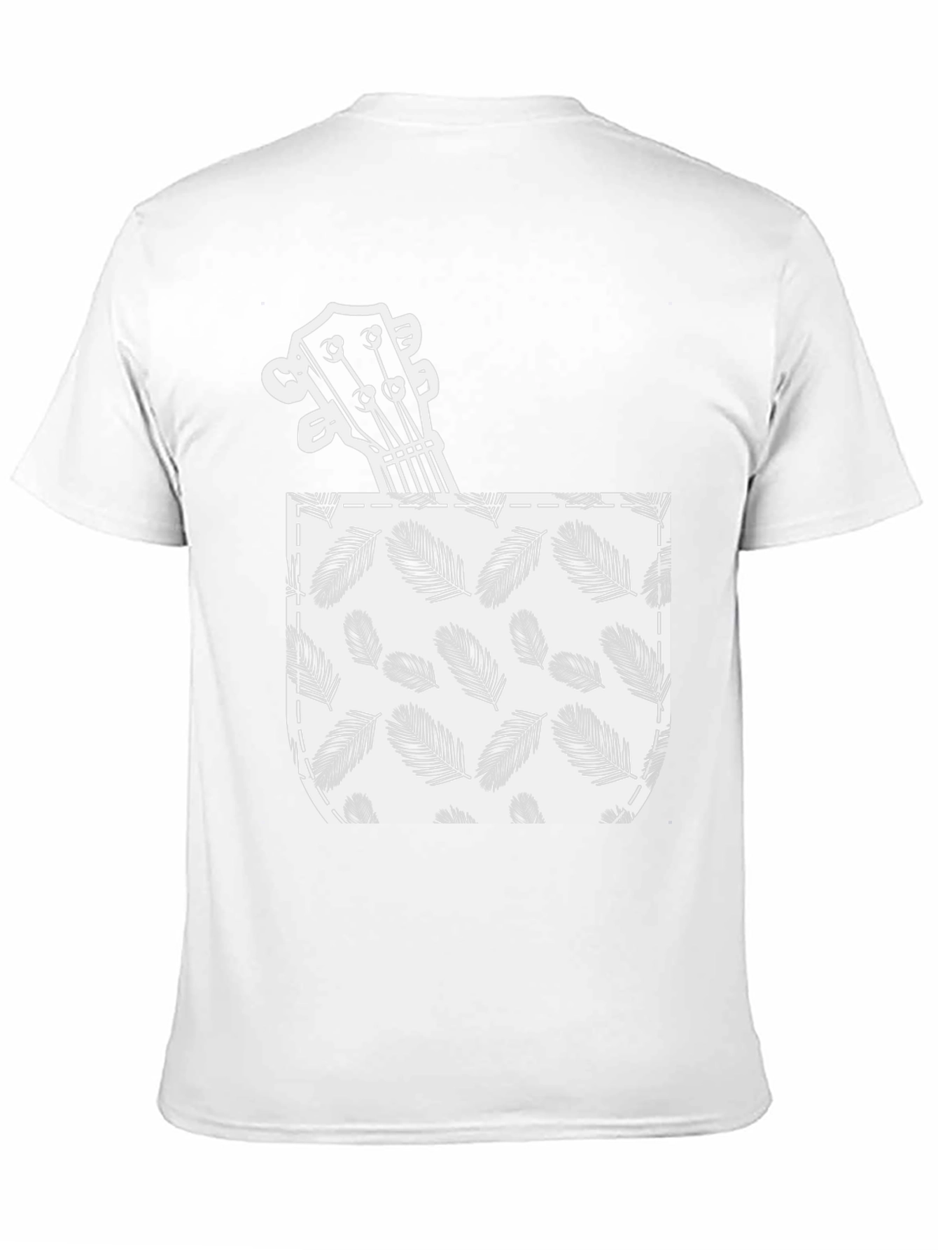 Ukulele in Pocket T-Shirt - Tropical Leaf Print