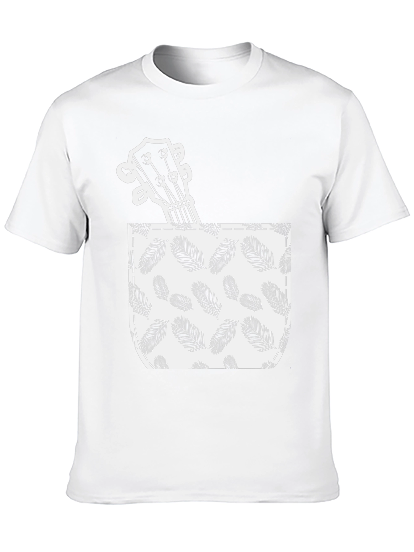 Ukulele in Pocket T-Shirt - Tropical Leaf Print