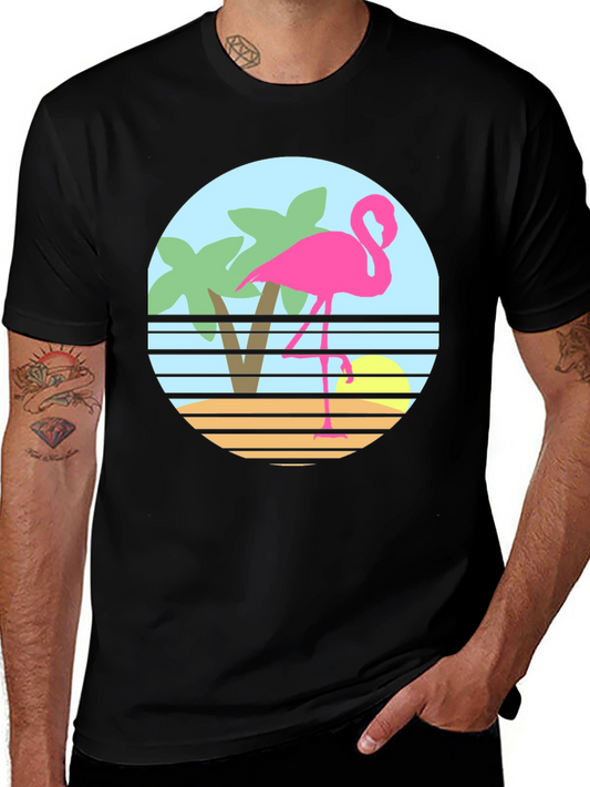 Retro Flamingo T-Shirt - Tropical Beach Design
