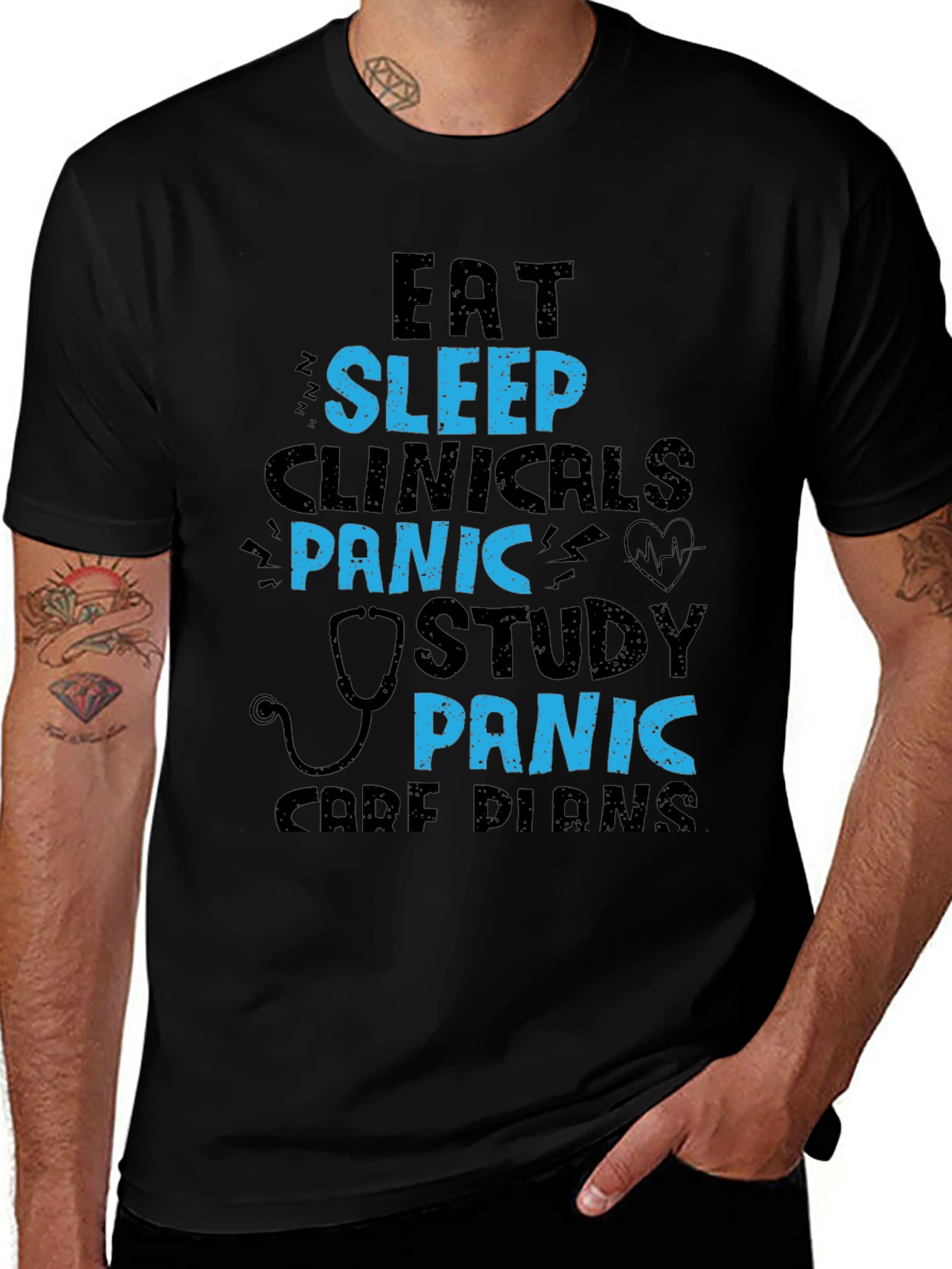 Eat Sleep Clinicals Panic Study T-Shirt