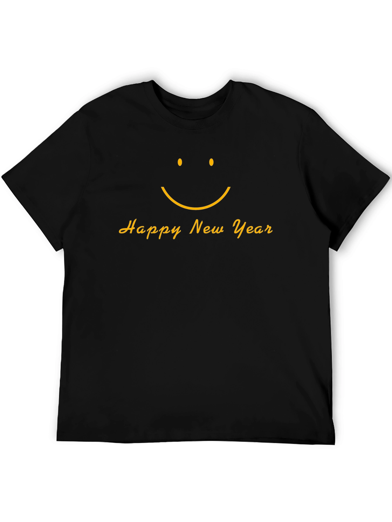 Happy New Year Smiley Face Black T-Shirt