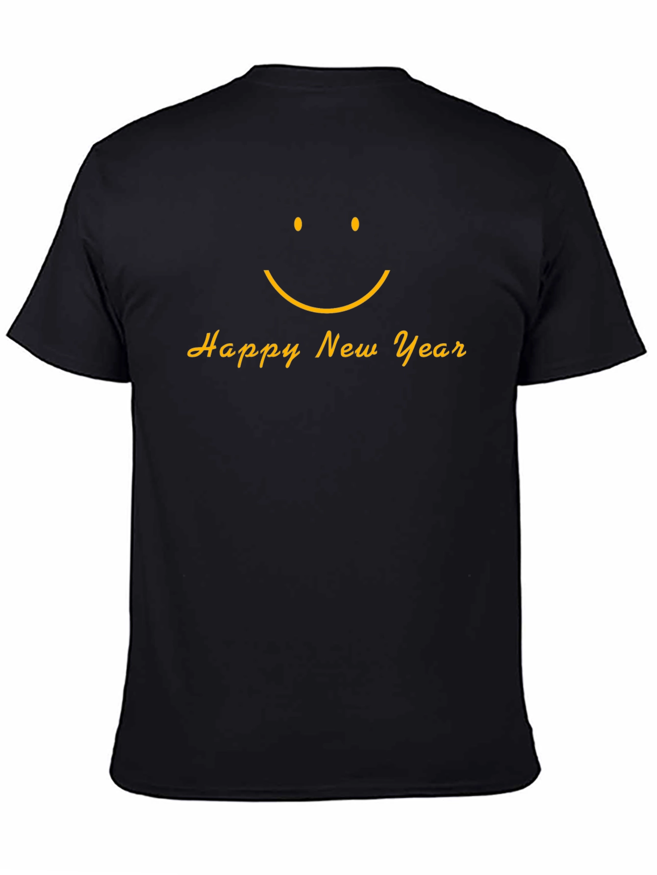 Happy New Year Smiley Face Black T-Shirt
