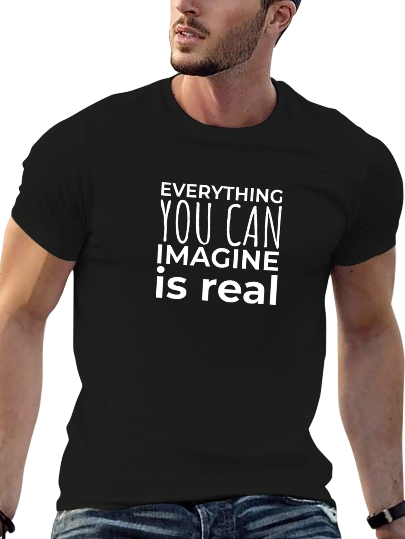 Imagine is Real Graphic T-Shirt - Black
