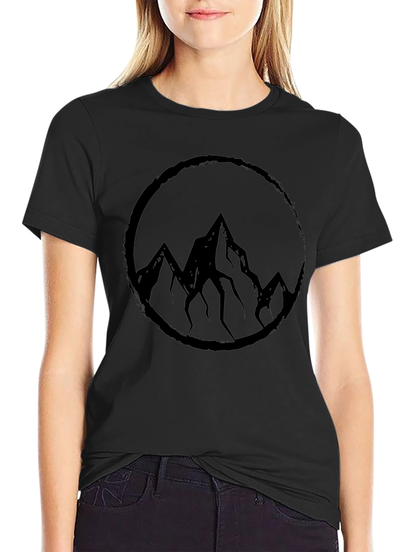 Mountain Circle Graphic Tee - Black Cotton Blend