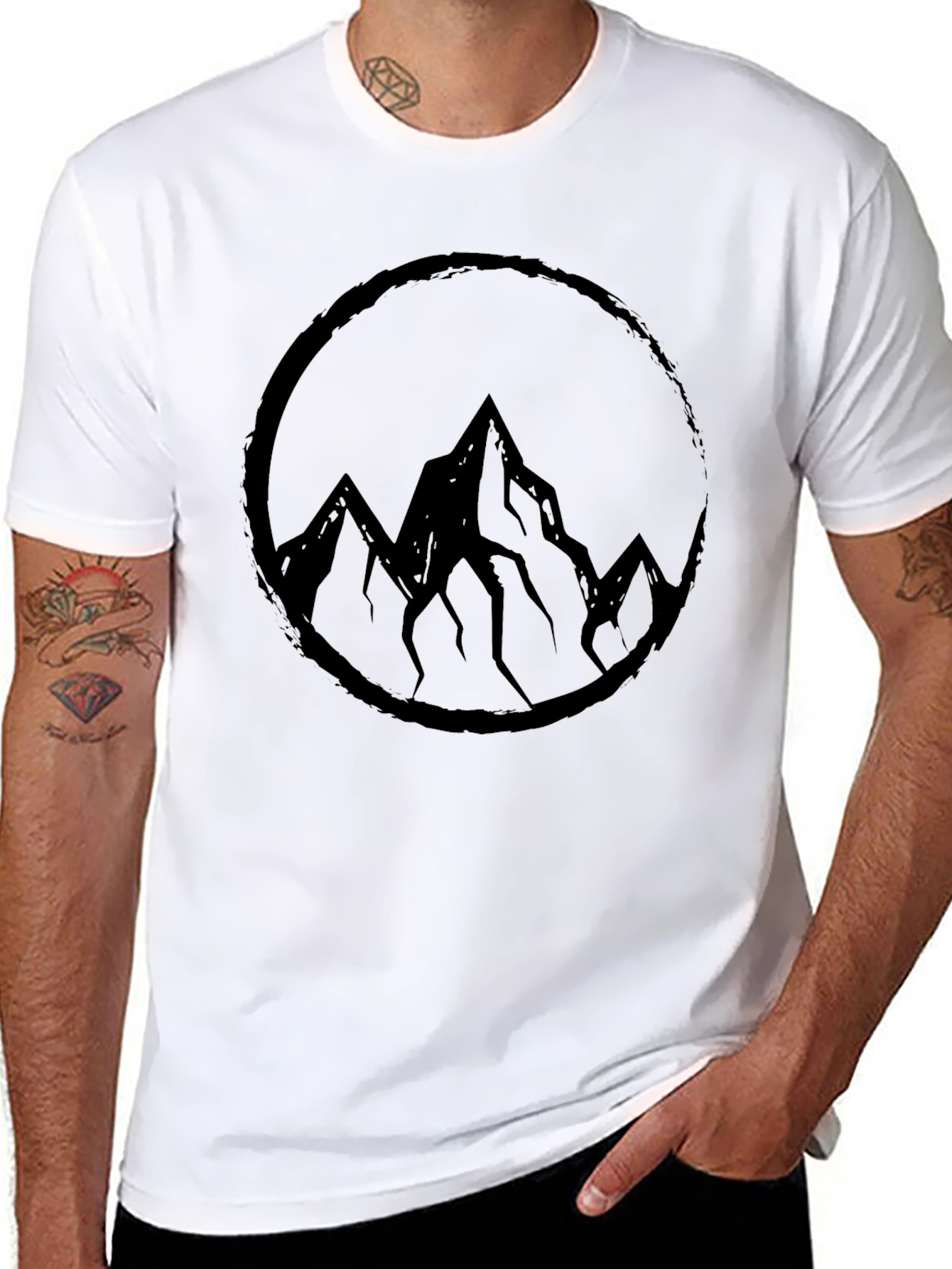 Mountain Circle Graphic Tee - Black Cotton Blend