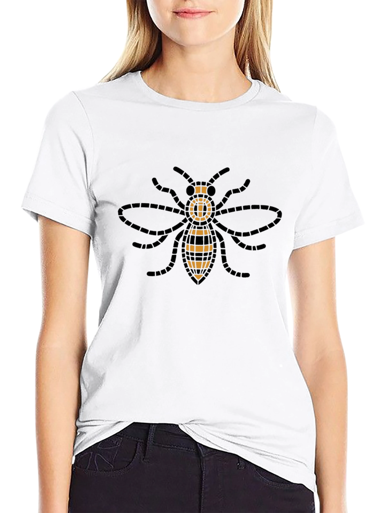 Geometric Bee Graphic Tee - Stylish Black T-Shirt
