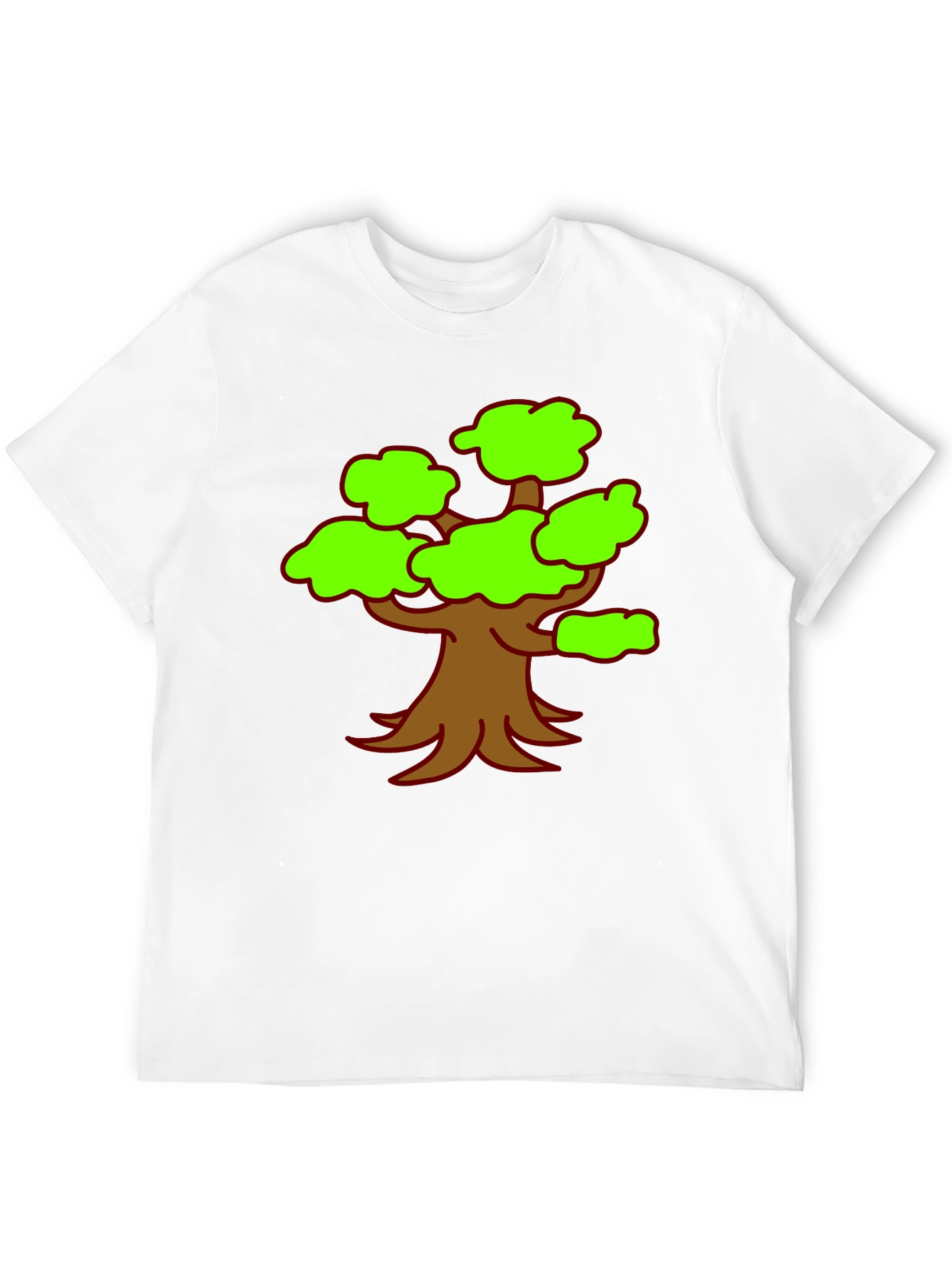 Cartoon Tree Graphic Tee - Black Casual Shirt