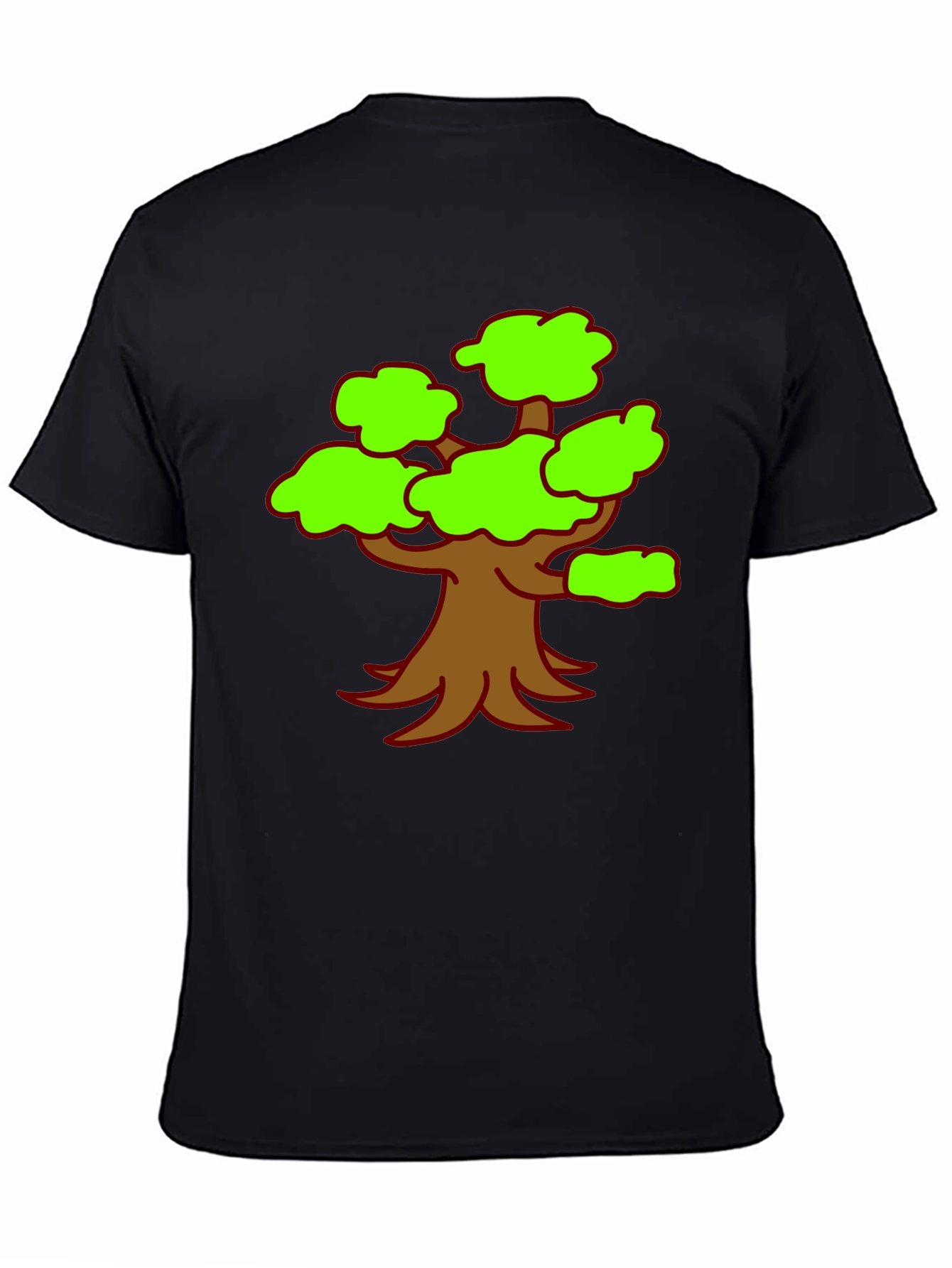 Cartoon Tree Graphic Tee - Black Casual Shirt