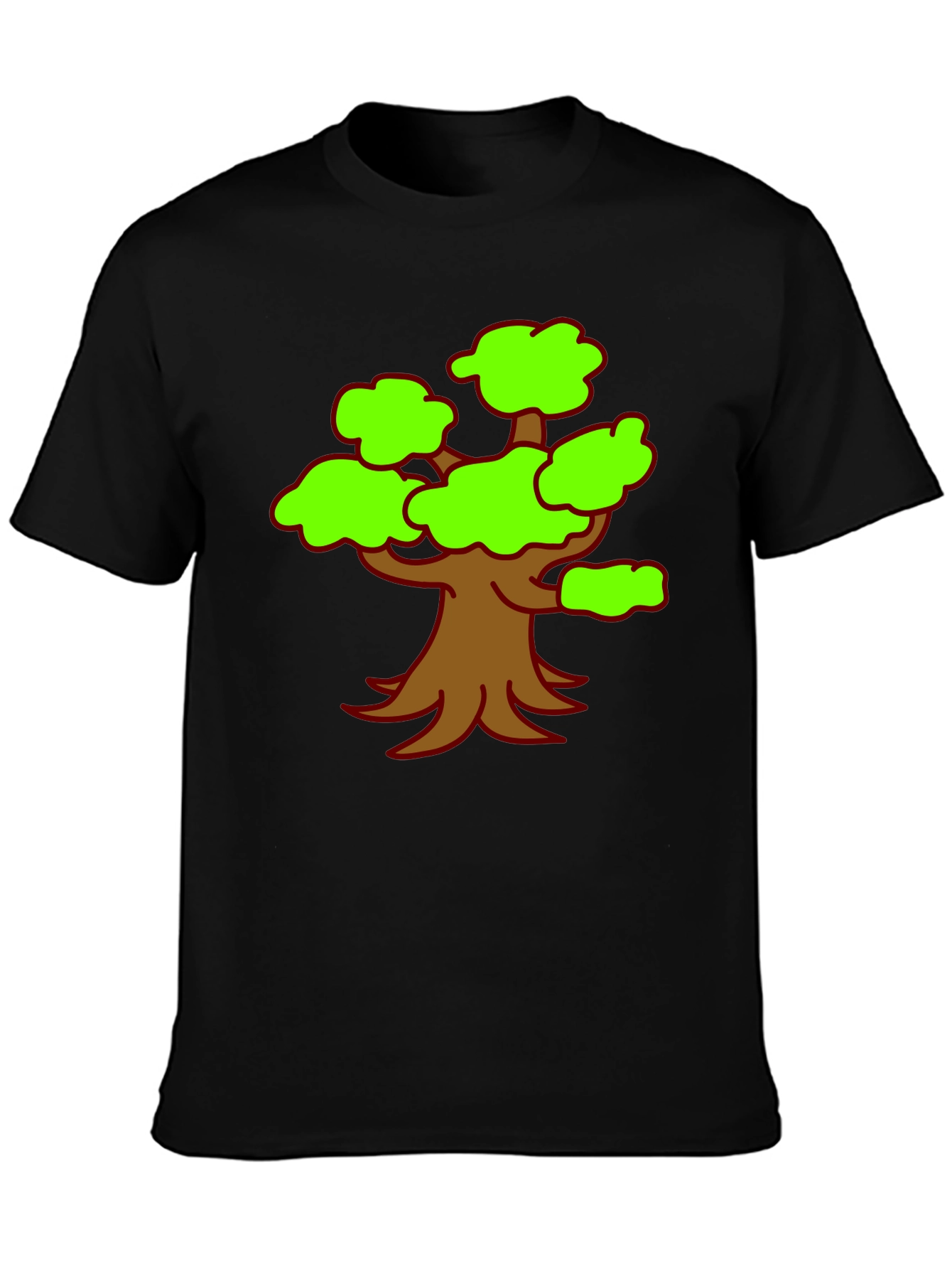Cartoon Tree Graphic Tee - Black Casual Shirt