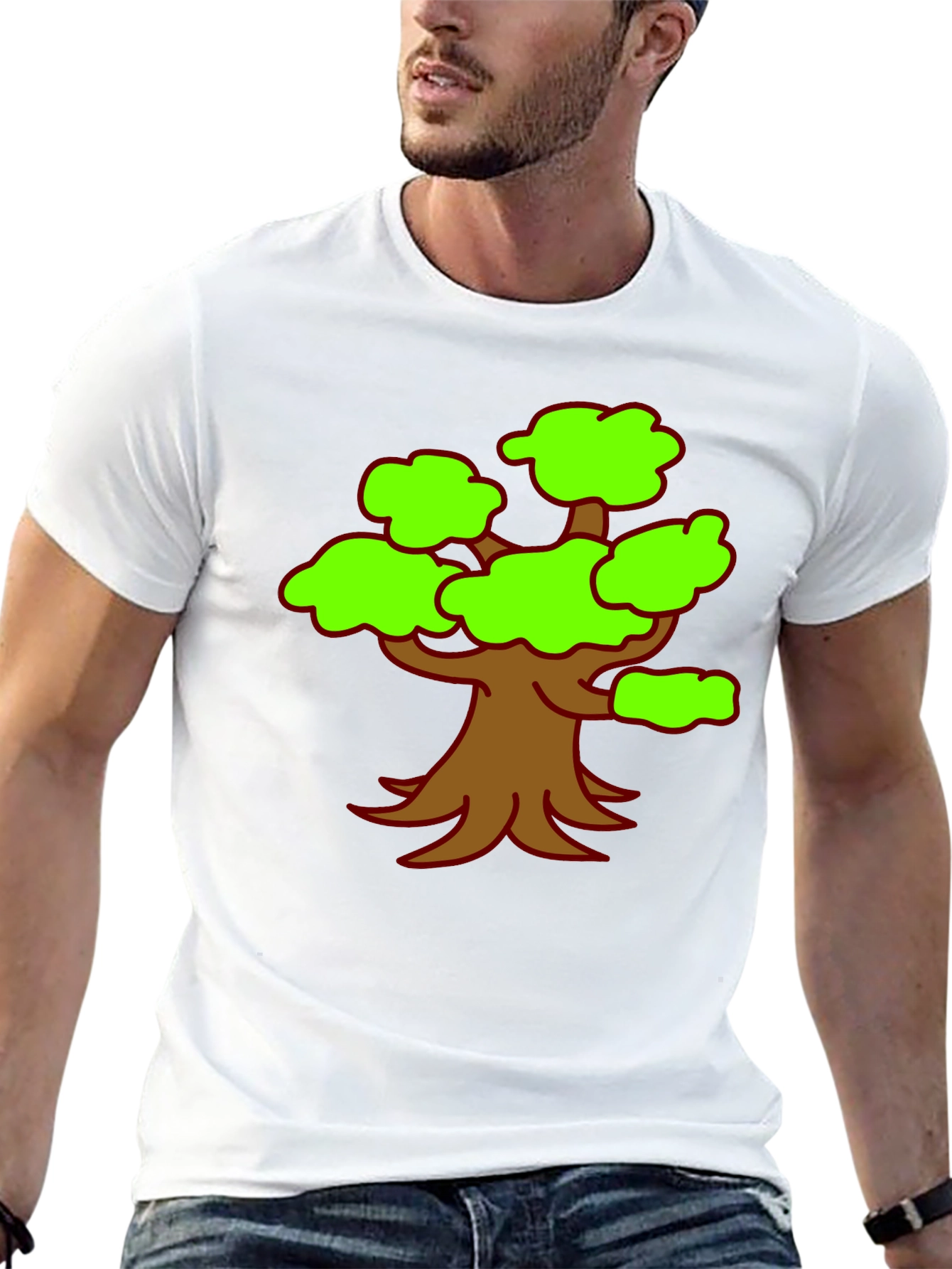 Cartoon Tree Graphic Tee - Black Casual Shirt