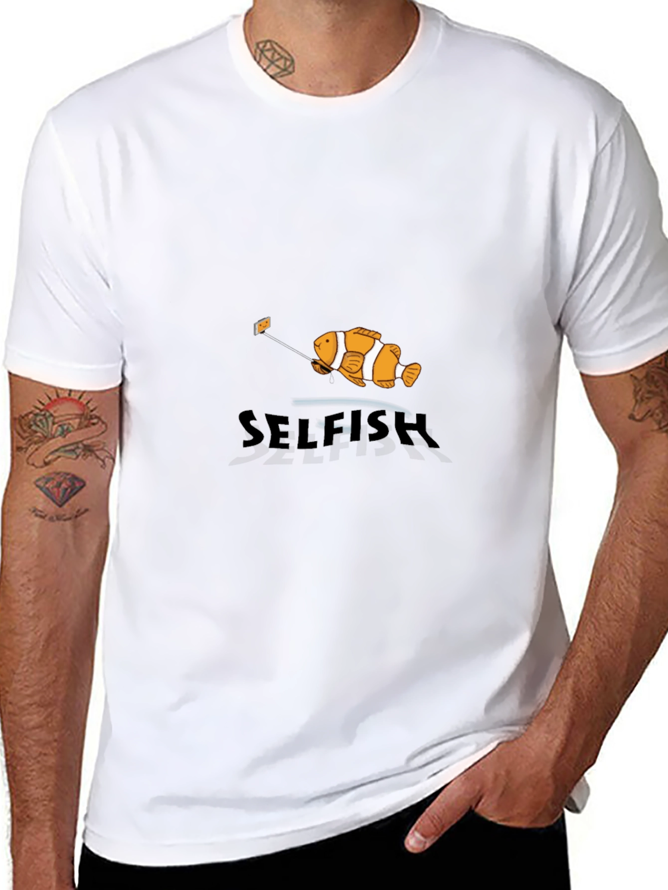 Selfish Fish Graphic Tee - Black Cotton T-Shirt