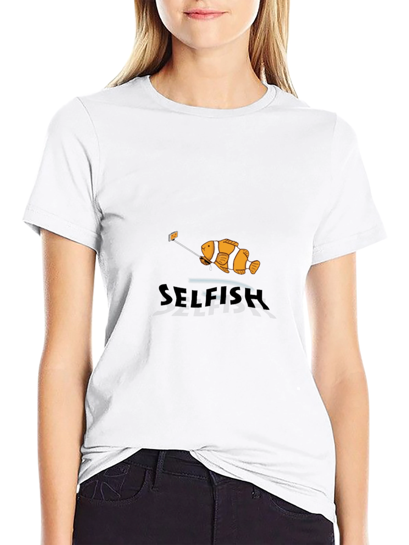 Selfish Fish Graphic Tee - Black Cotton T-Shirt
