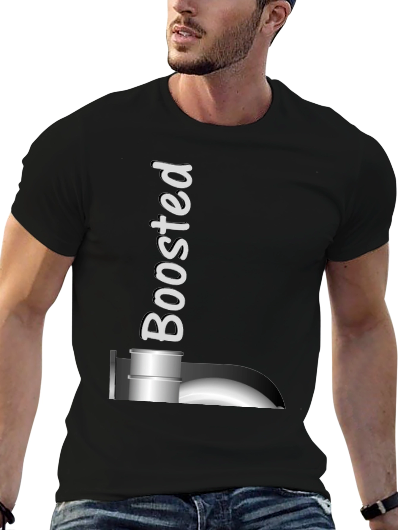 Boosted Black T-Shirt: Turbocharged Style!