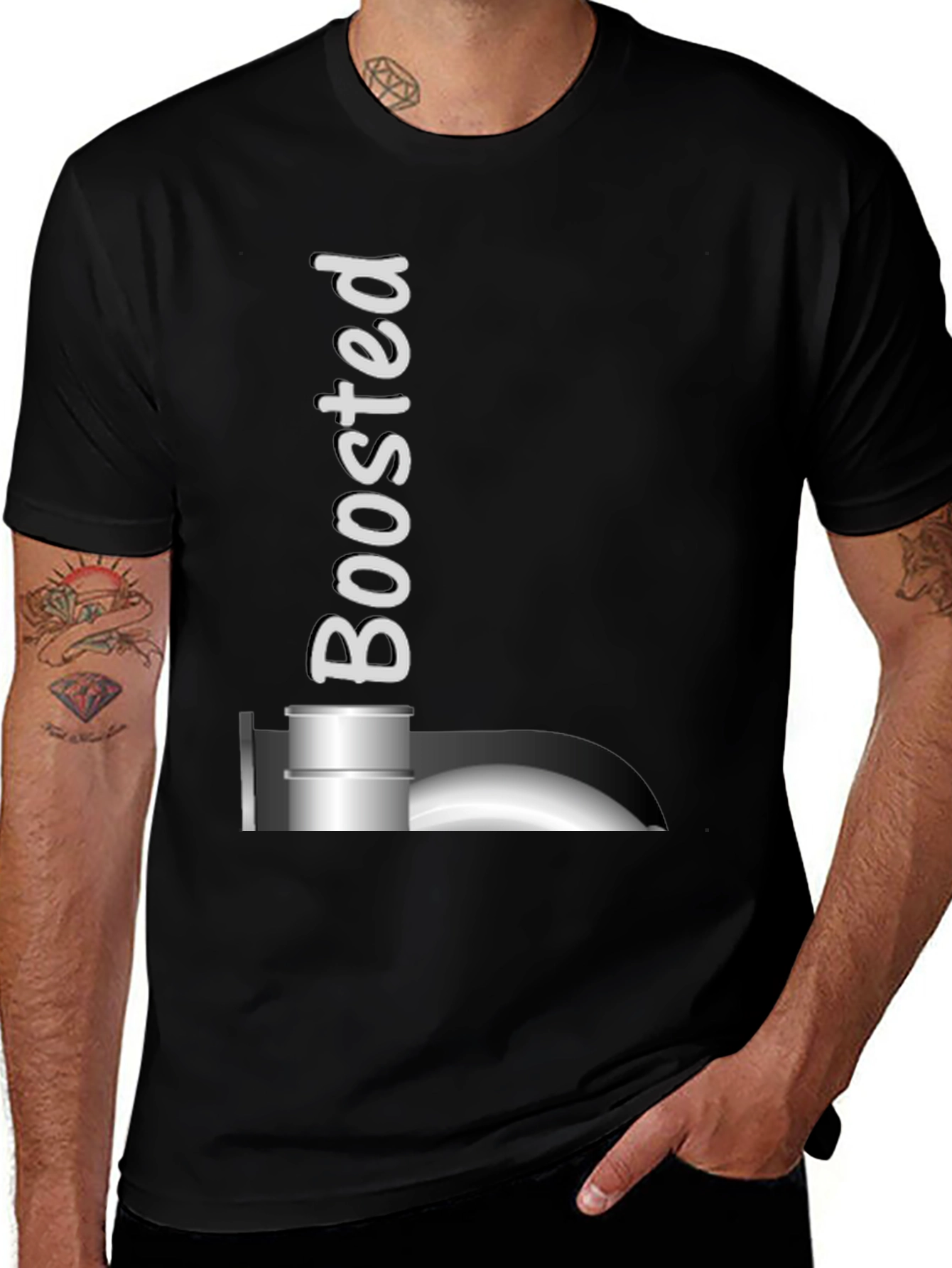 Boosted Black T-Shirt: Turbocharged Style!