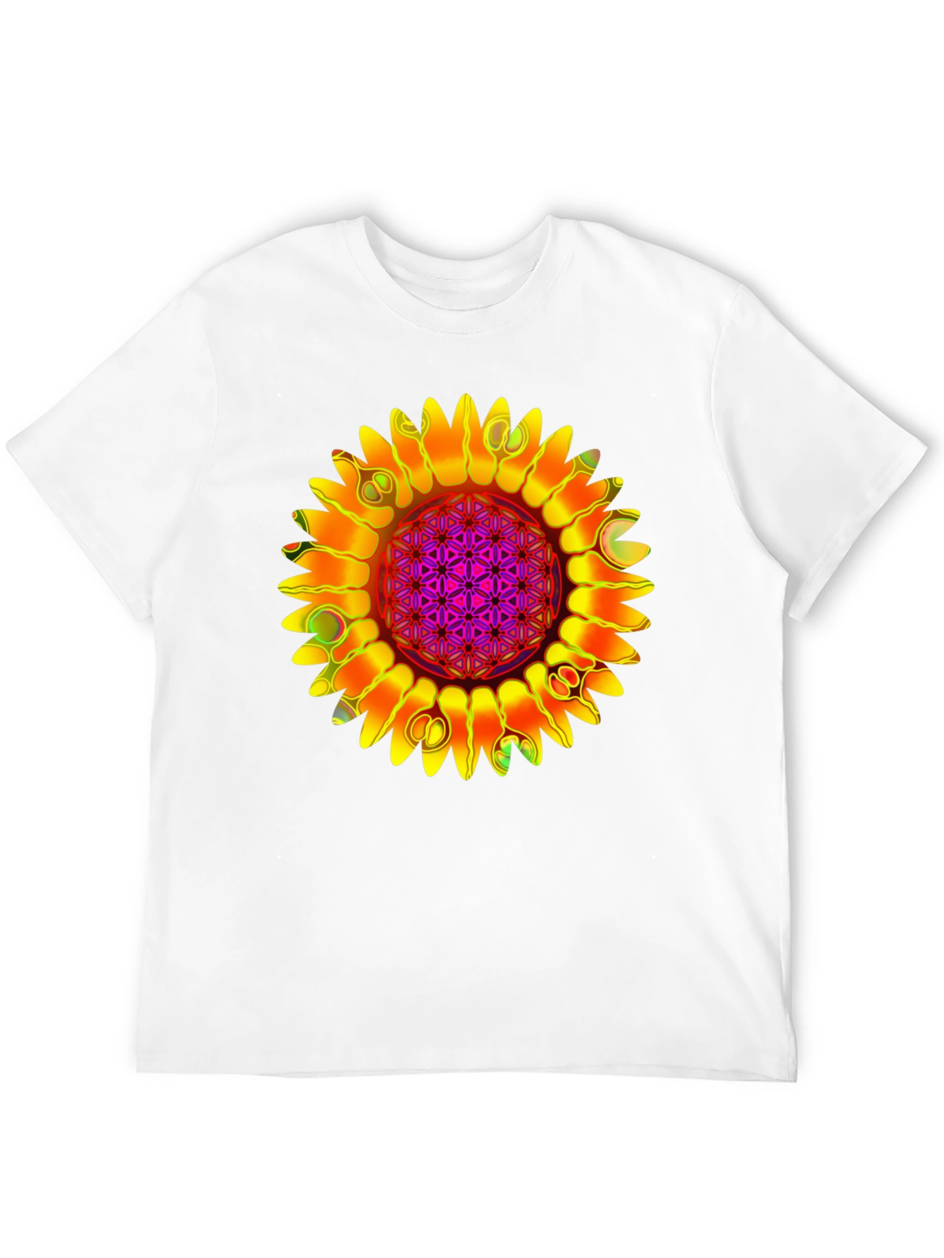 Psychedelic Sunflower Graphic Tee - Black