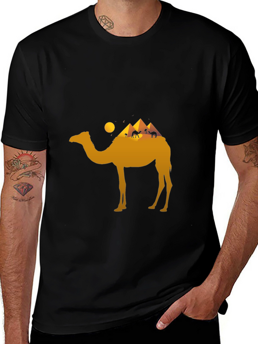 Camel Egypt Pyramid T-Shirt - Black Graphic Tee
