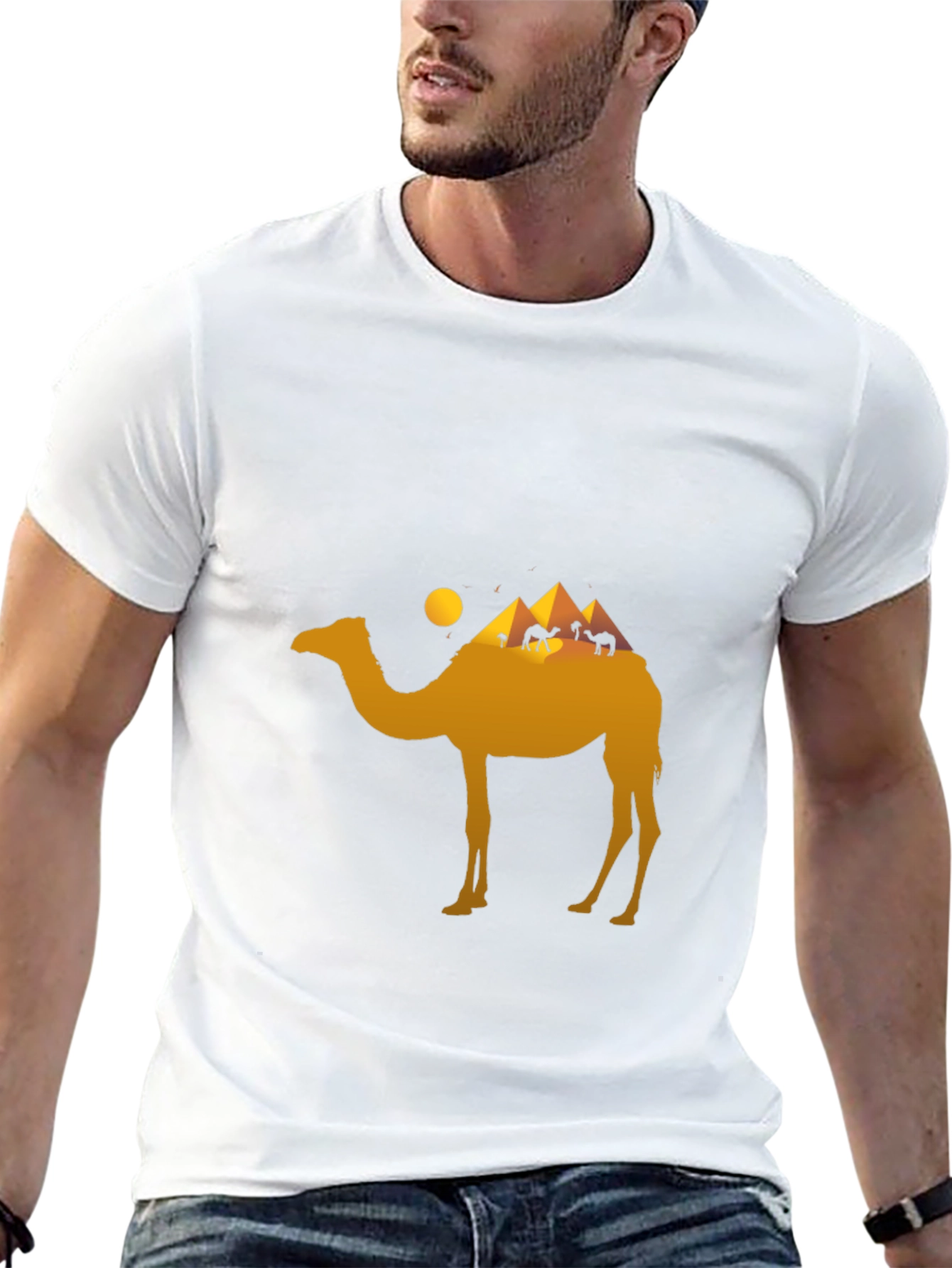 Camel Egypt Pyramid T-Shirt - Black Graphic Tee