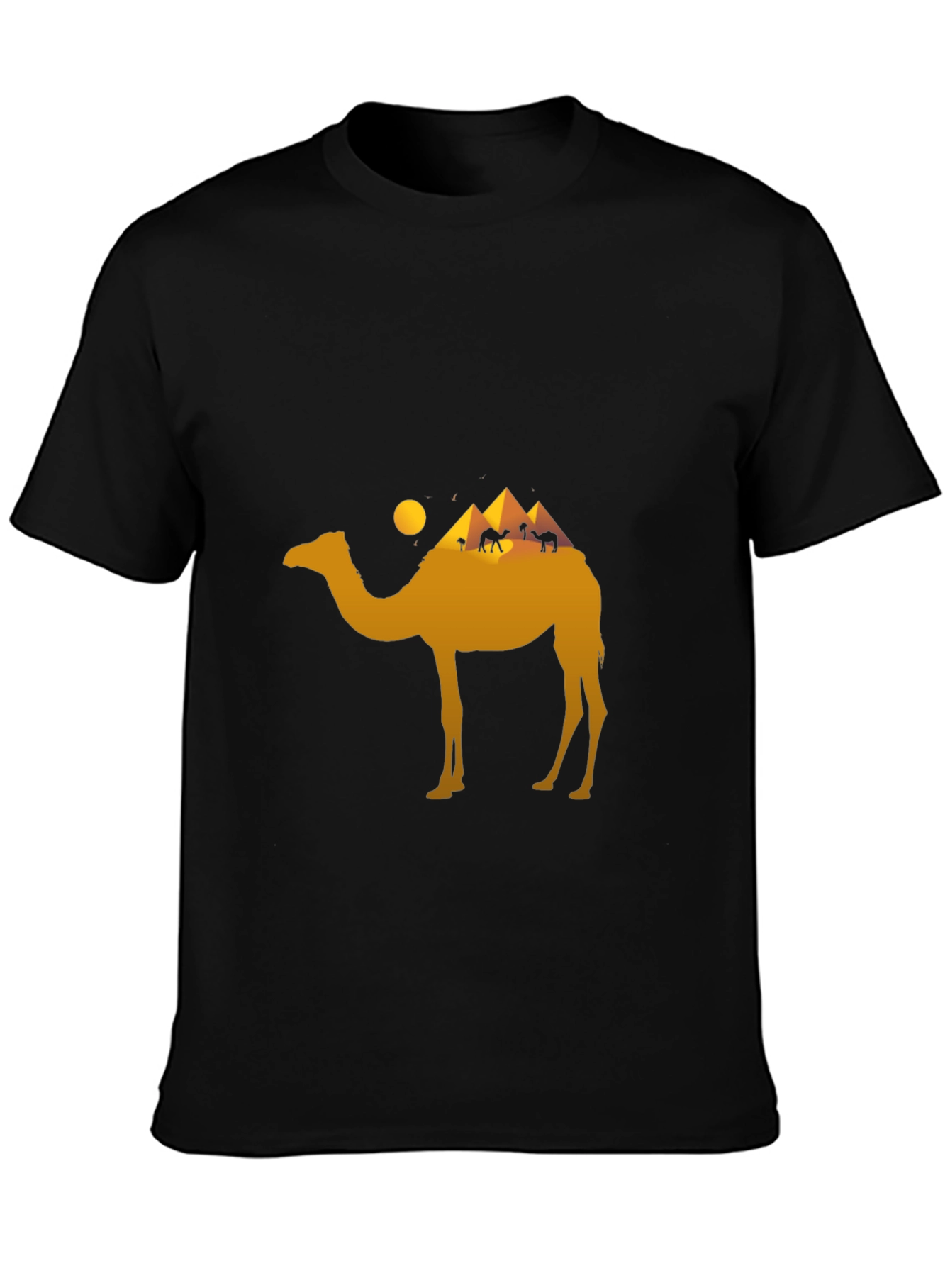 Camel Egypt Pyramid T-Shirt - Black Graphic Tee