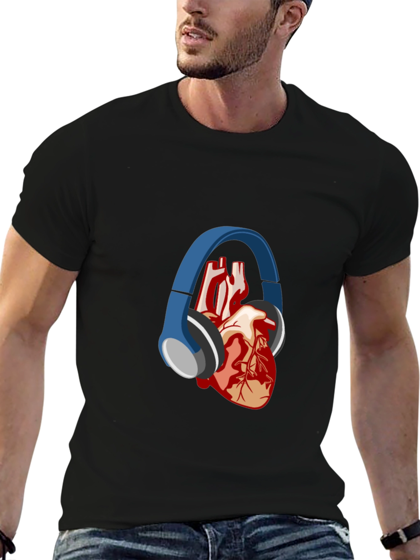 Heartbeat Headphones T-Shirt - Music Lover Tee