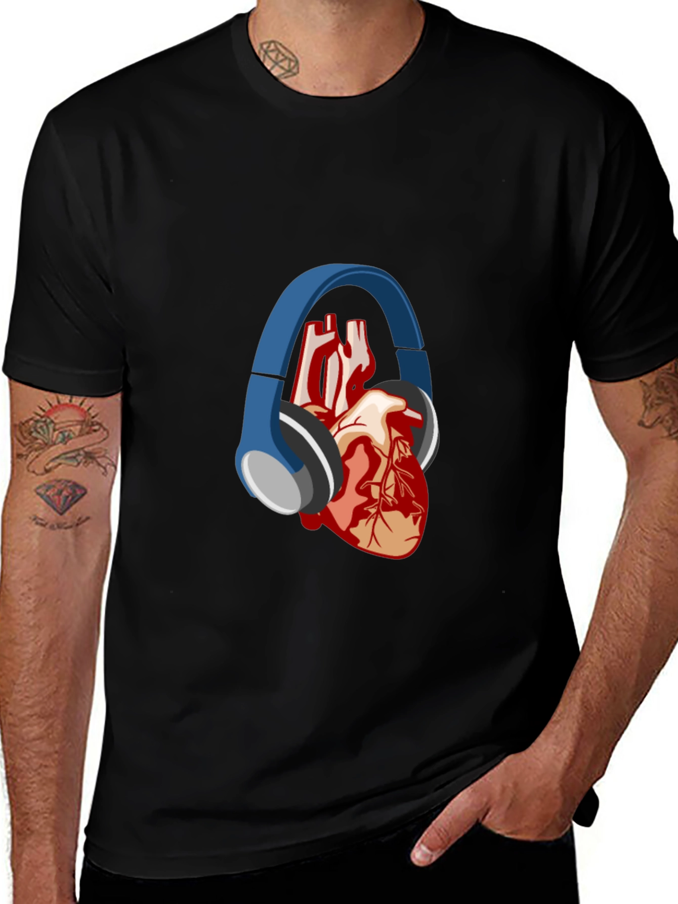 Heartbeat Headphones T-Shirt - Music Lover Tee