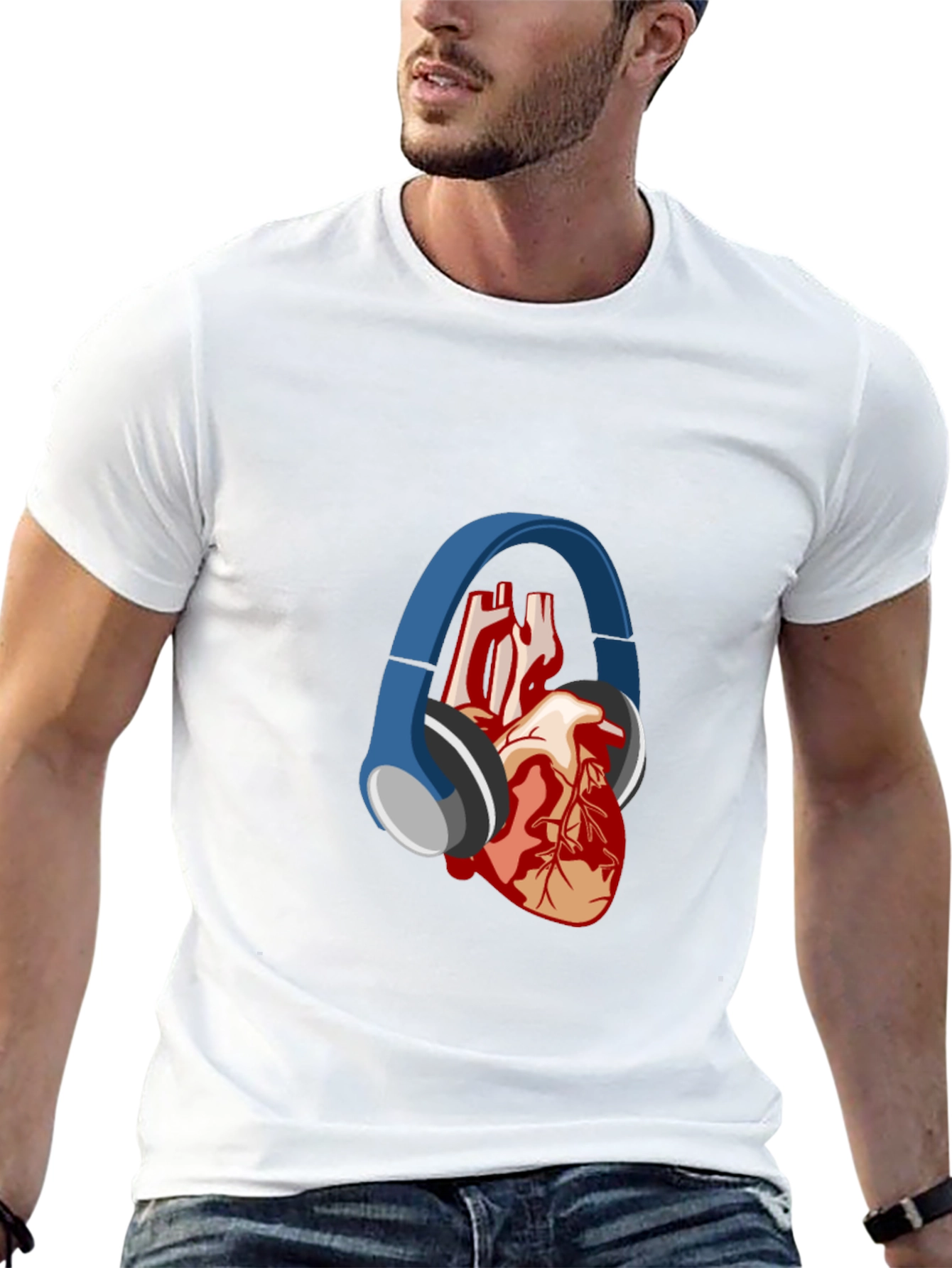 Heartbeat Headphones T-Shirt - Music Lover Tee