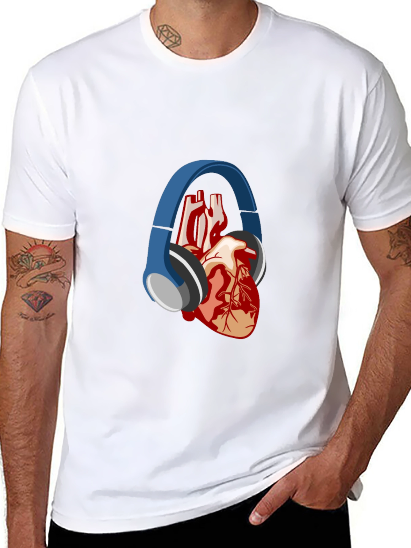 Heartbeat Headphones T-Shirt - Music Lover Tee