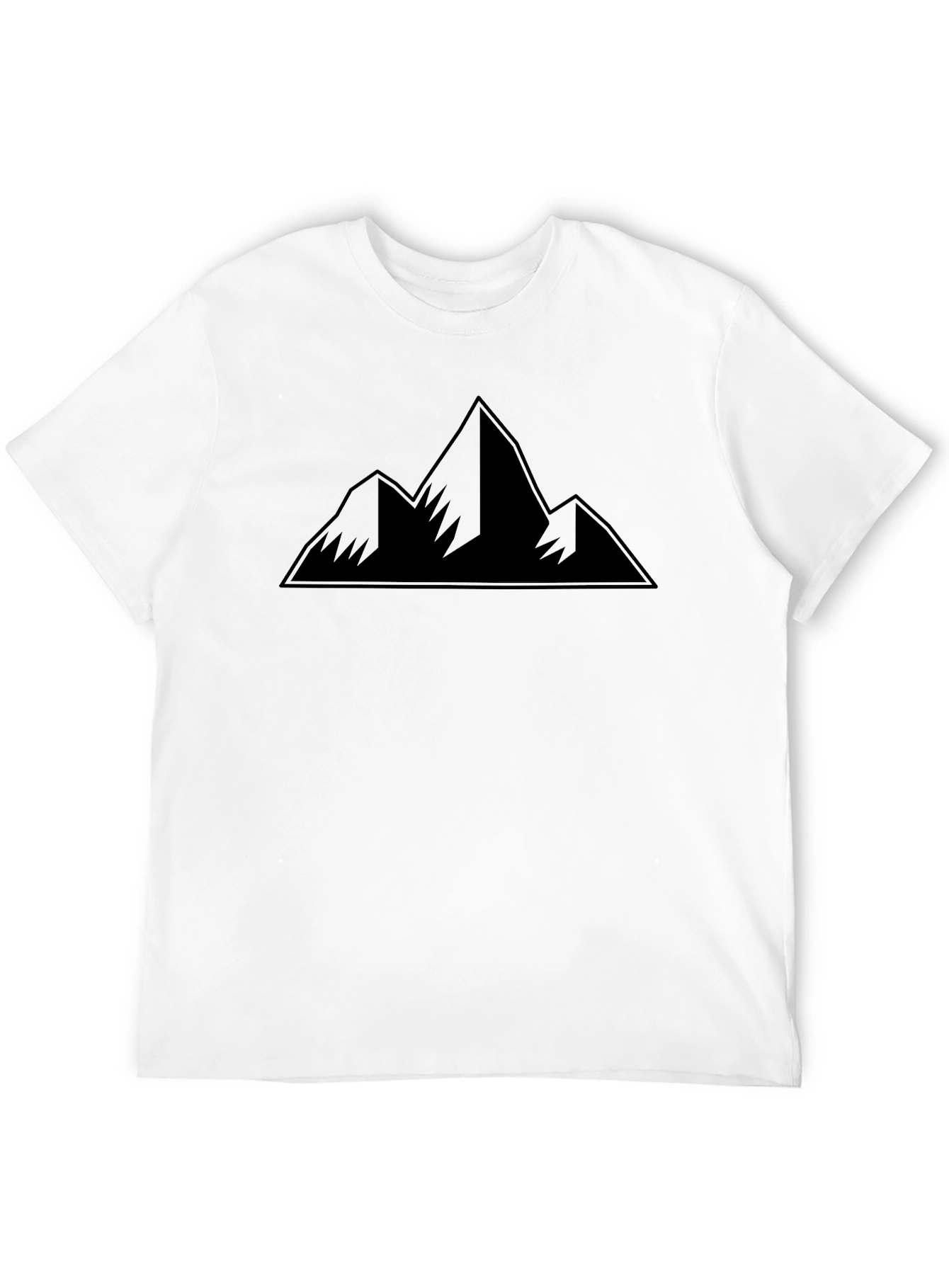 Mountain Peak Graphic Tee - Black Cotton Casual Shirt