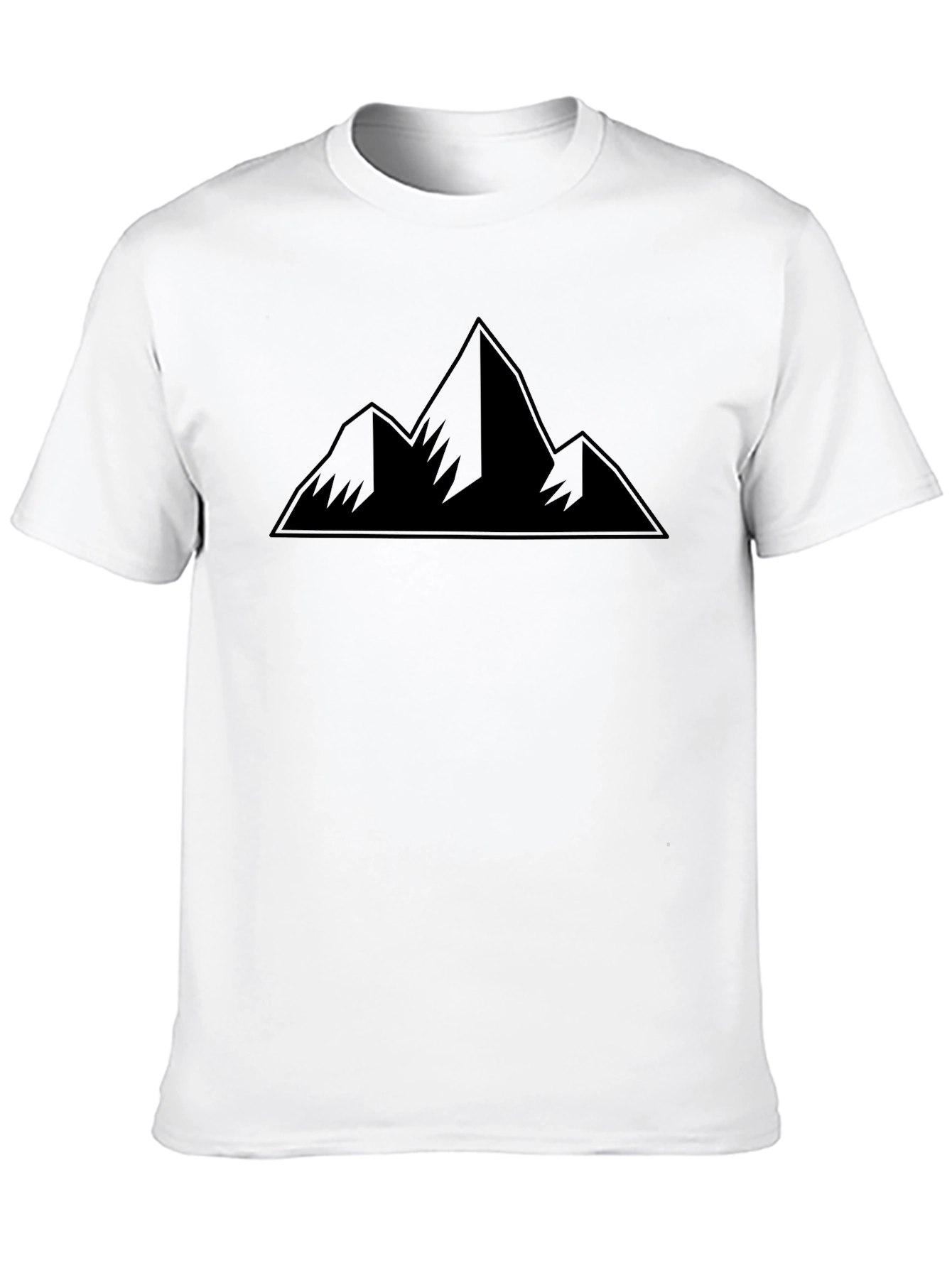 Mountain Peak Graphic Tee - Black Cotton Casual Shirt