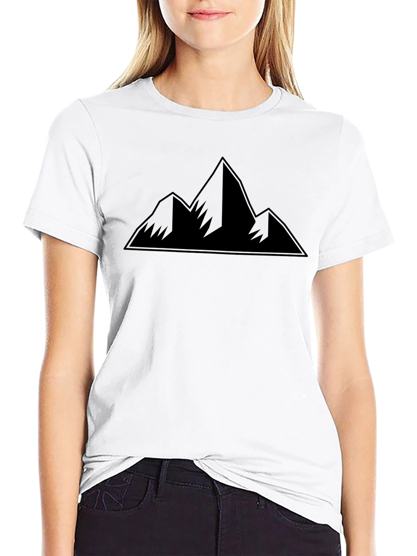 Mountain Peak Graphic Tee - Black Cotton Casual Shirt