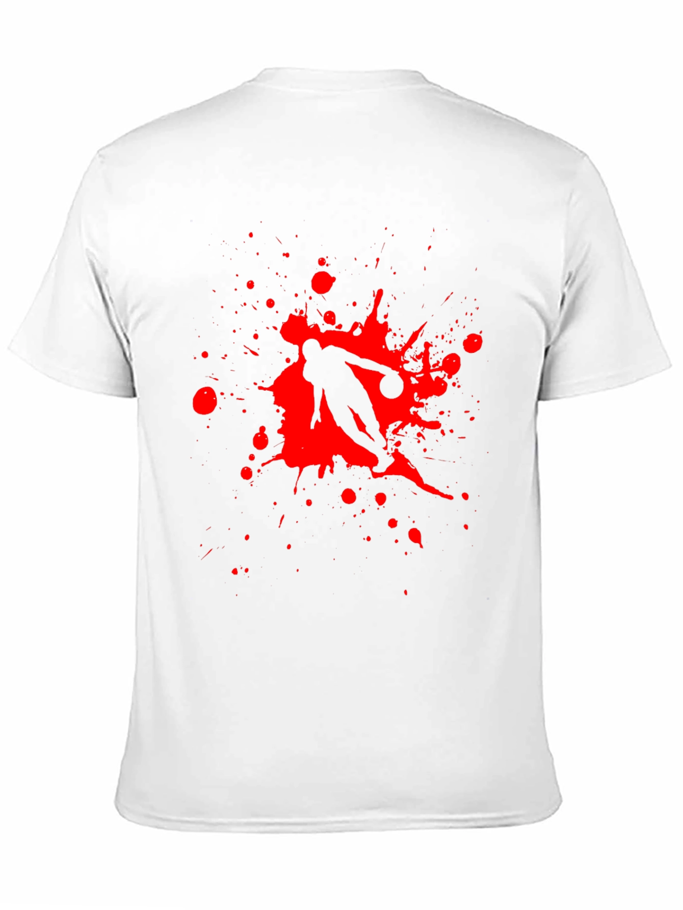 Black T-Shirt with Red Basketball Splatter Design