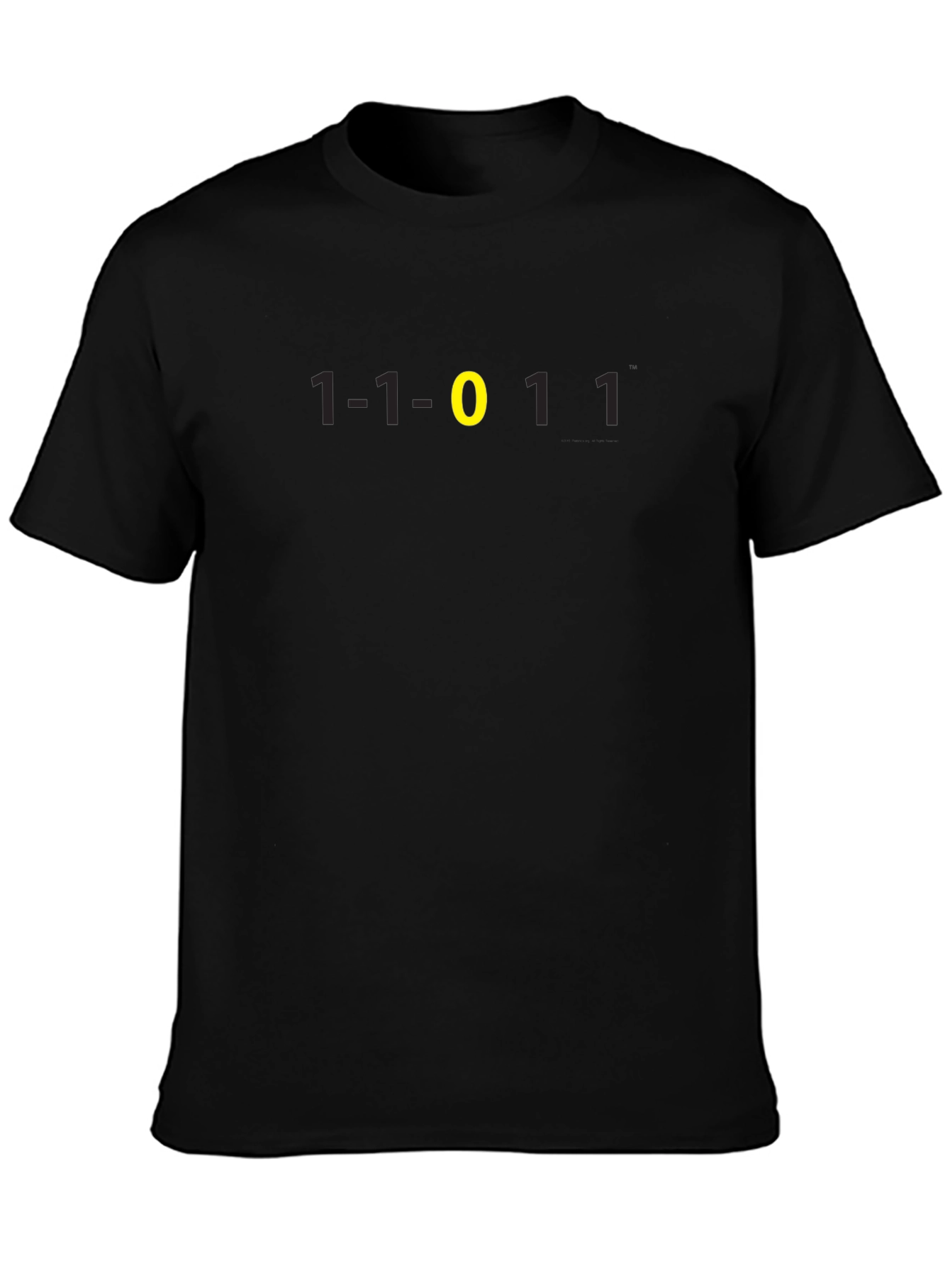 Binary Code T-Shirt - Black Tee with Yellow Zero