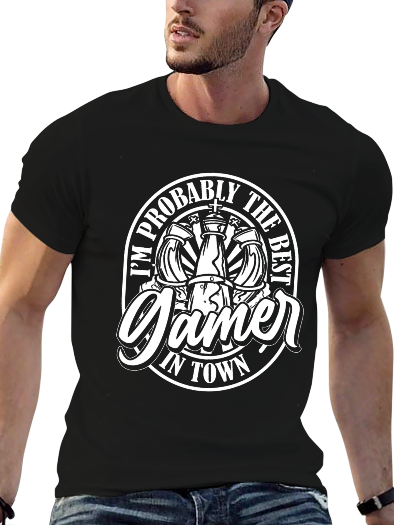 Gamer in Town Black Graphic Tee