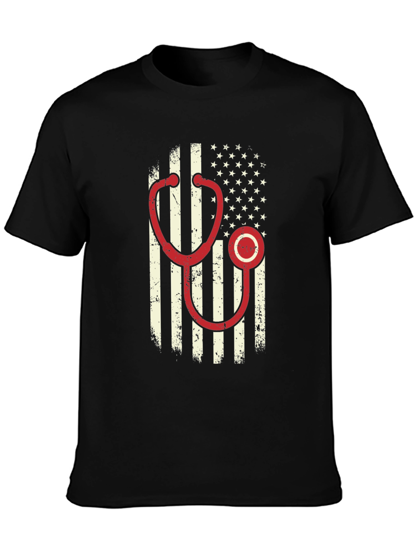 American Flag Stethoscope Graphic T-Shirt