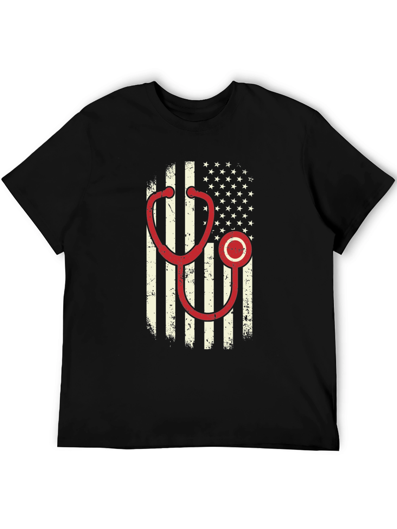 American Flag Stethoscope Graphic T-Shirt