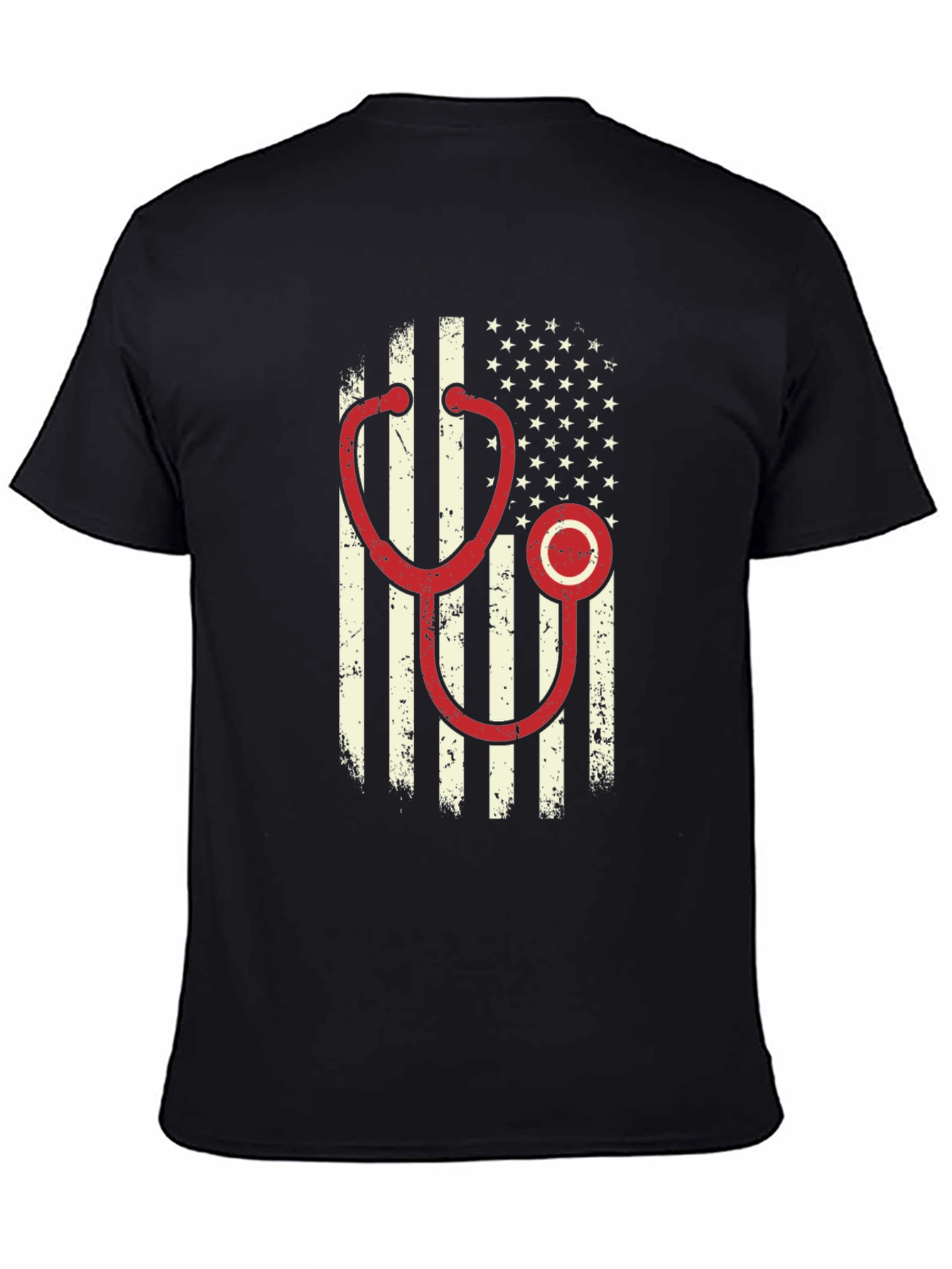American Flag Stethoscope Graphic T-Shirt