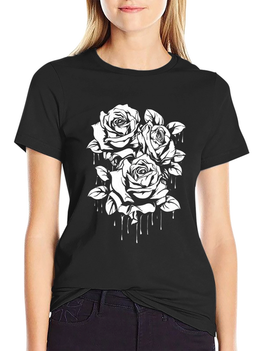 Black Rose Drip Graphic Tee | Trendy Streetwear