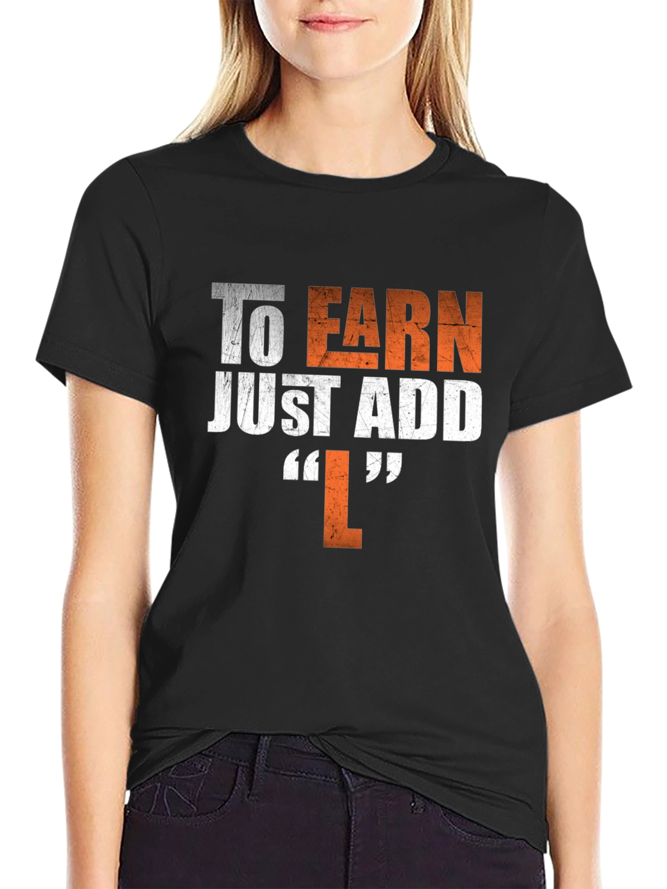 To Earn Just Add L Black Graphic T-Shirt