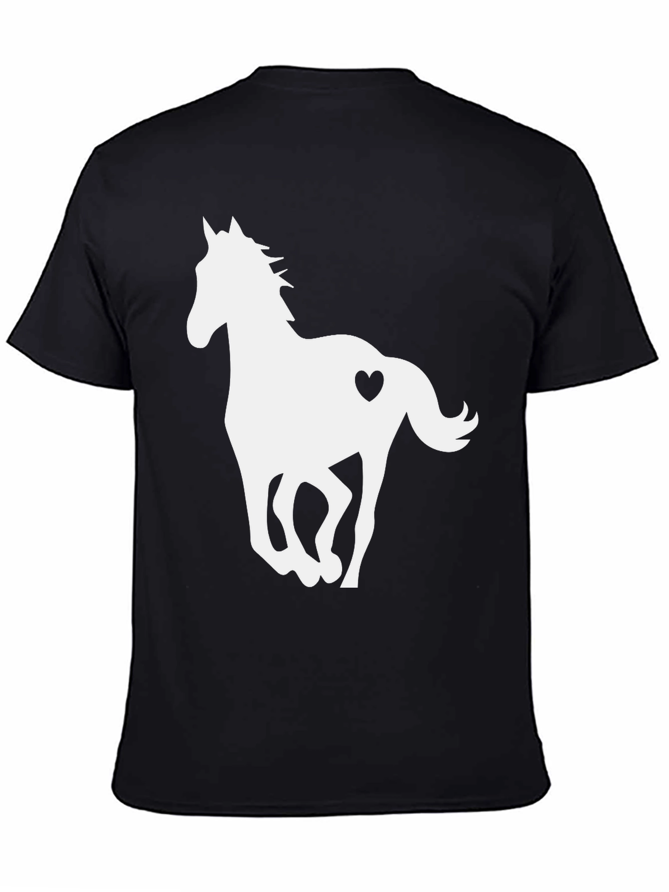 Black T-Shirt with Horse Heart Graphic