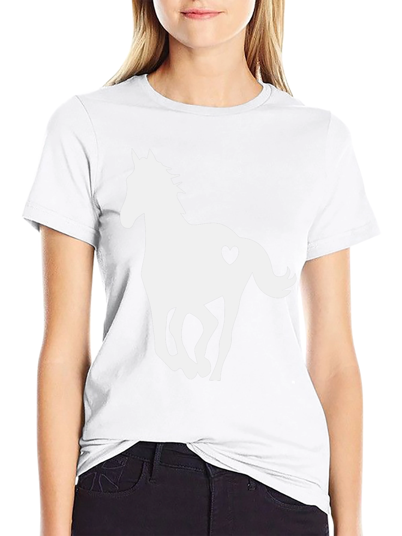 Black T-Shirt with Horse Heart Graphic