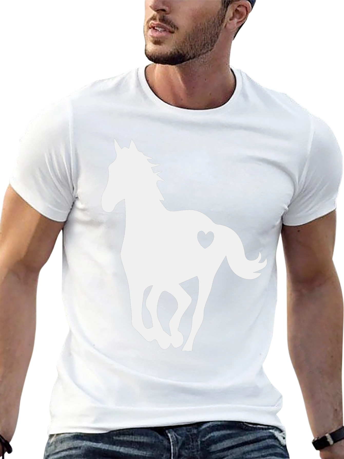 Black T-Shirt with Horse Heart Graphic