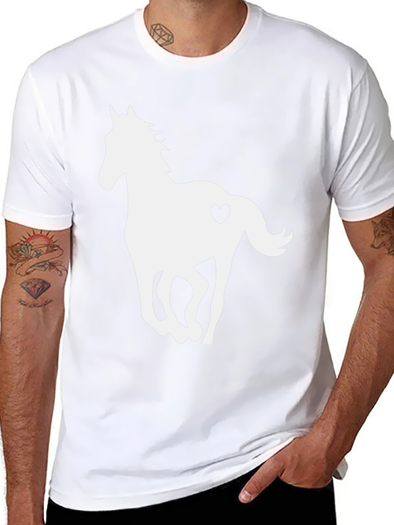 Black T-Shirt with Horse Heart Graphic