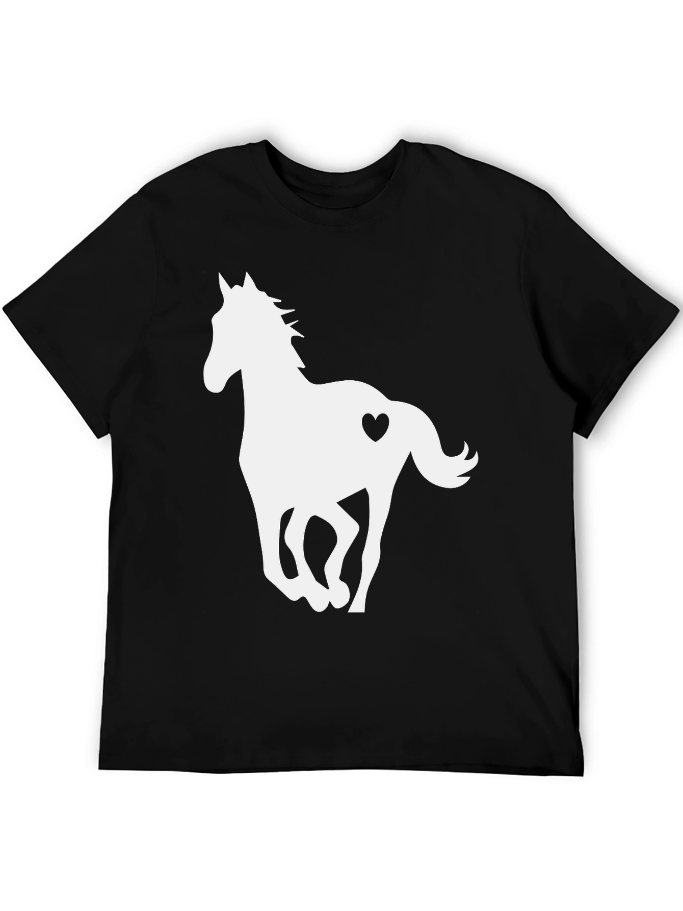 Black T-Shirt with Horse Heart Graphic