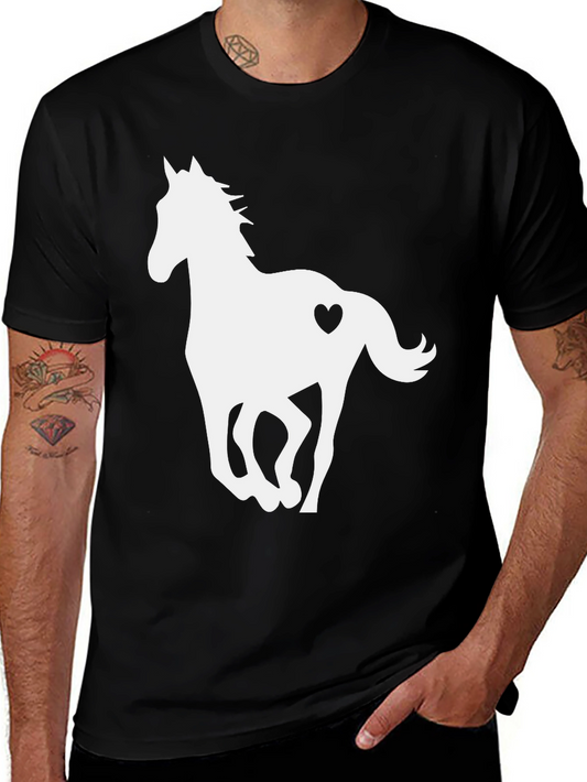 Black T-Shirt with Horse Heart Graphic