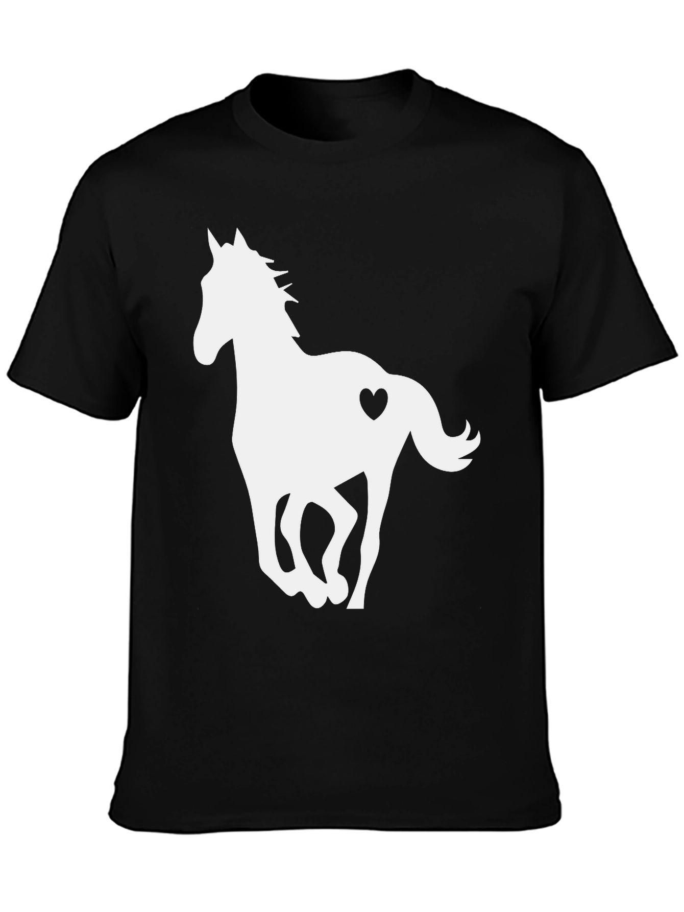 Black T-Shirt with Horse Heart Graphic