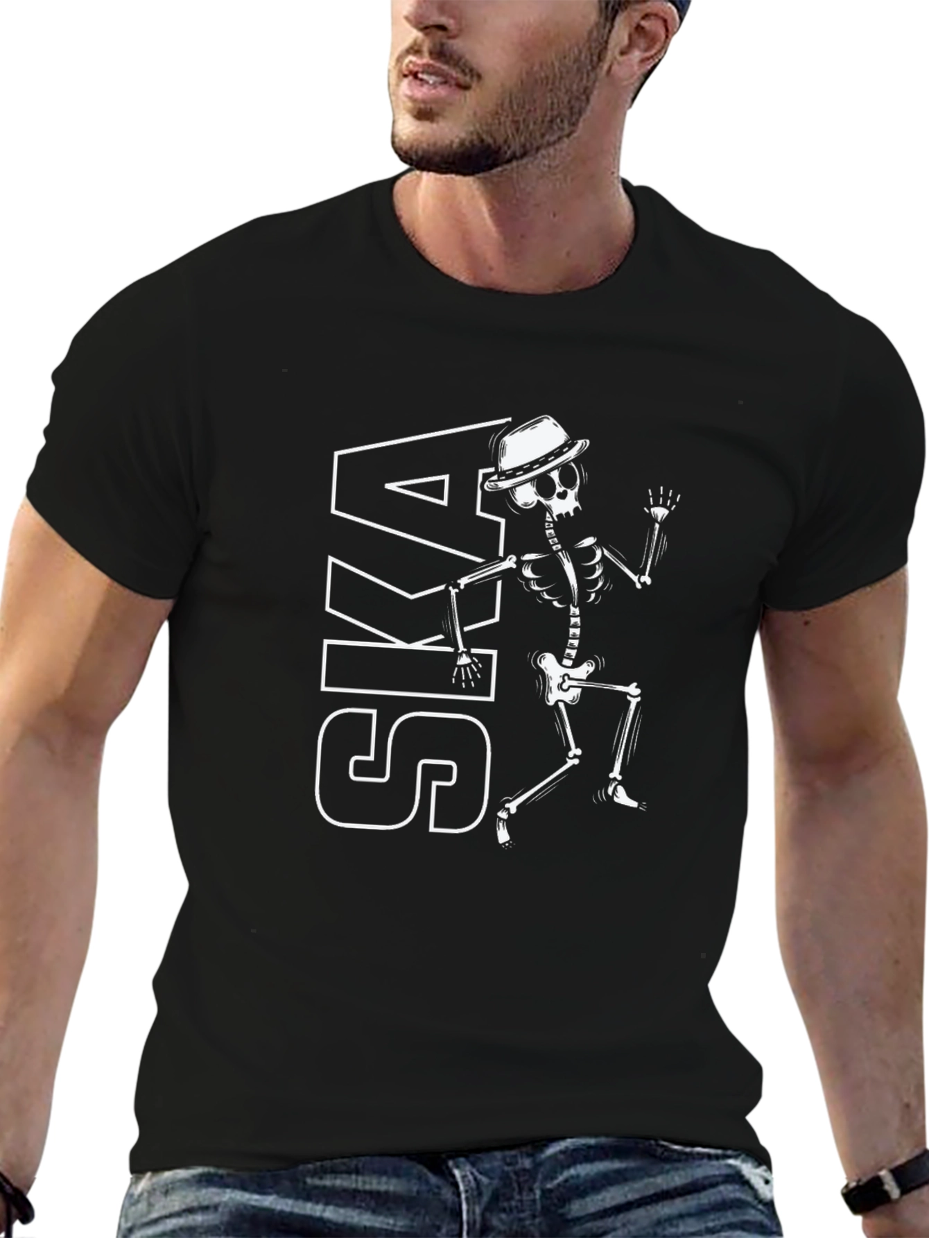 Ska Dancing Skeleton T-Shirt - Black Graphic Tee