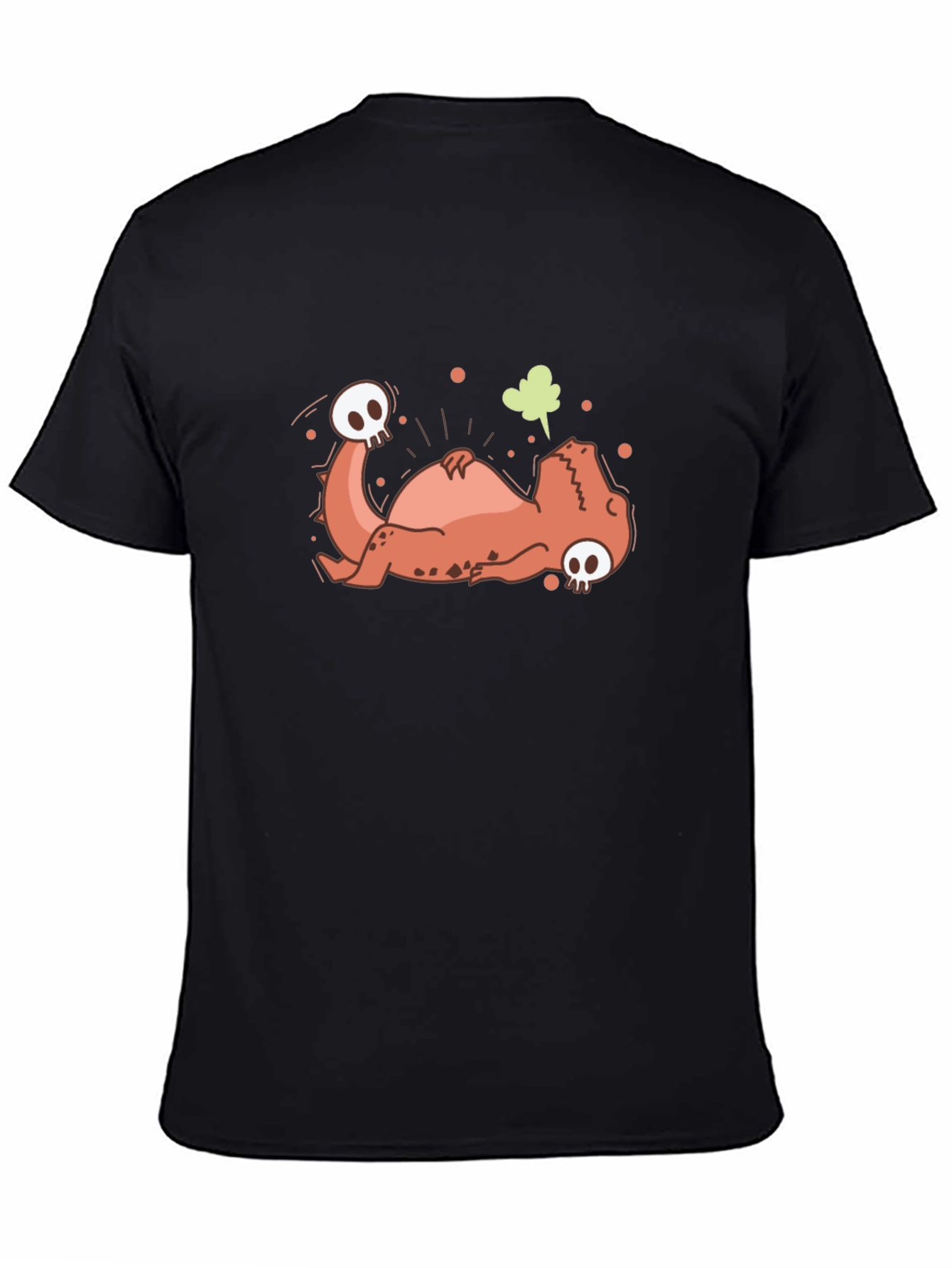 Funny Dead Dinosaur Cartoon Graphic Black T-Shirt
