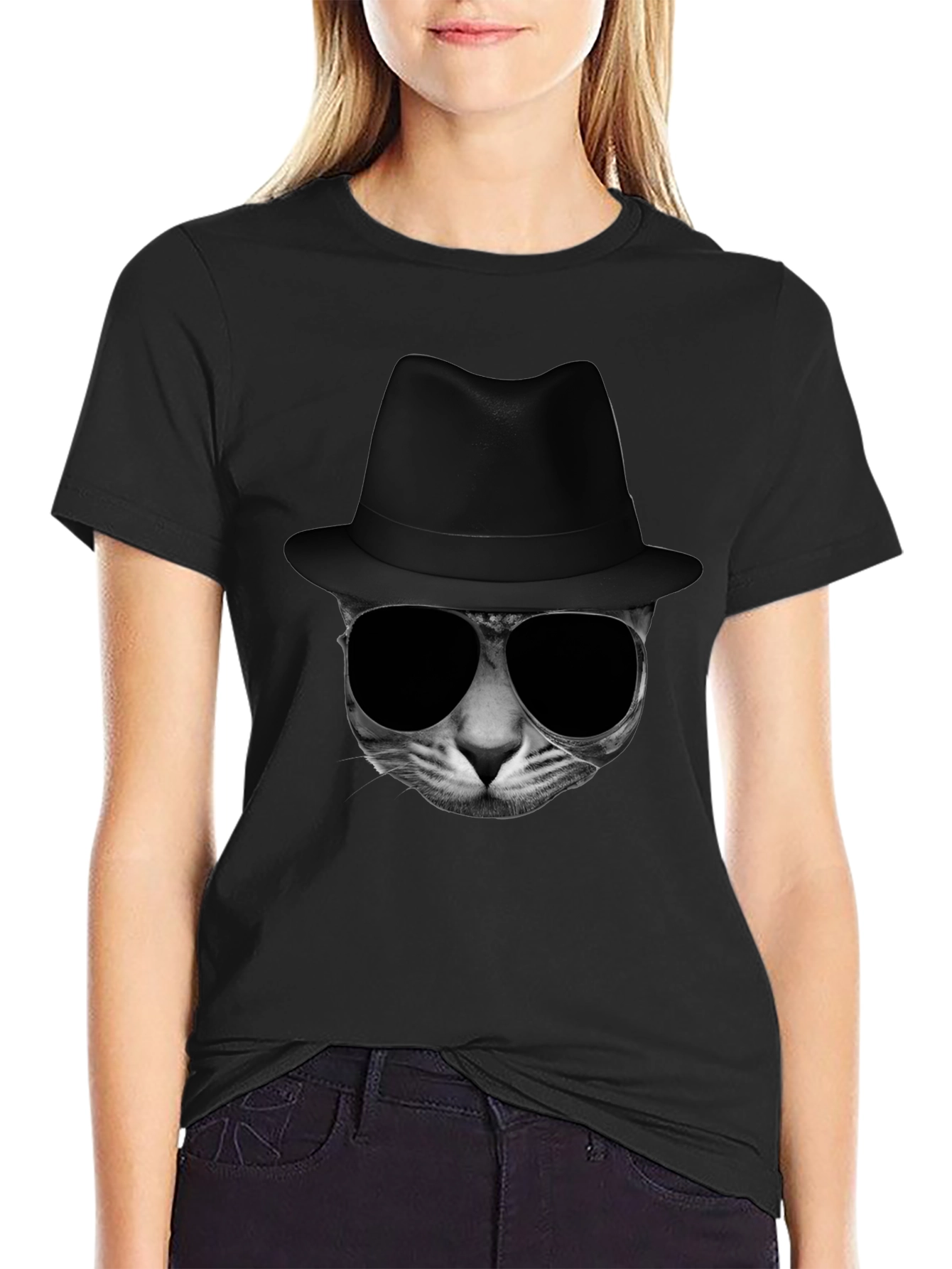 Cool Cat in Hat Graphic Tee