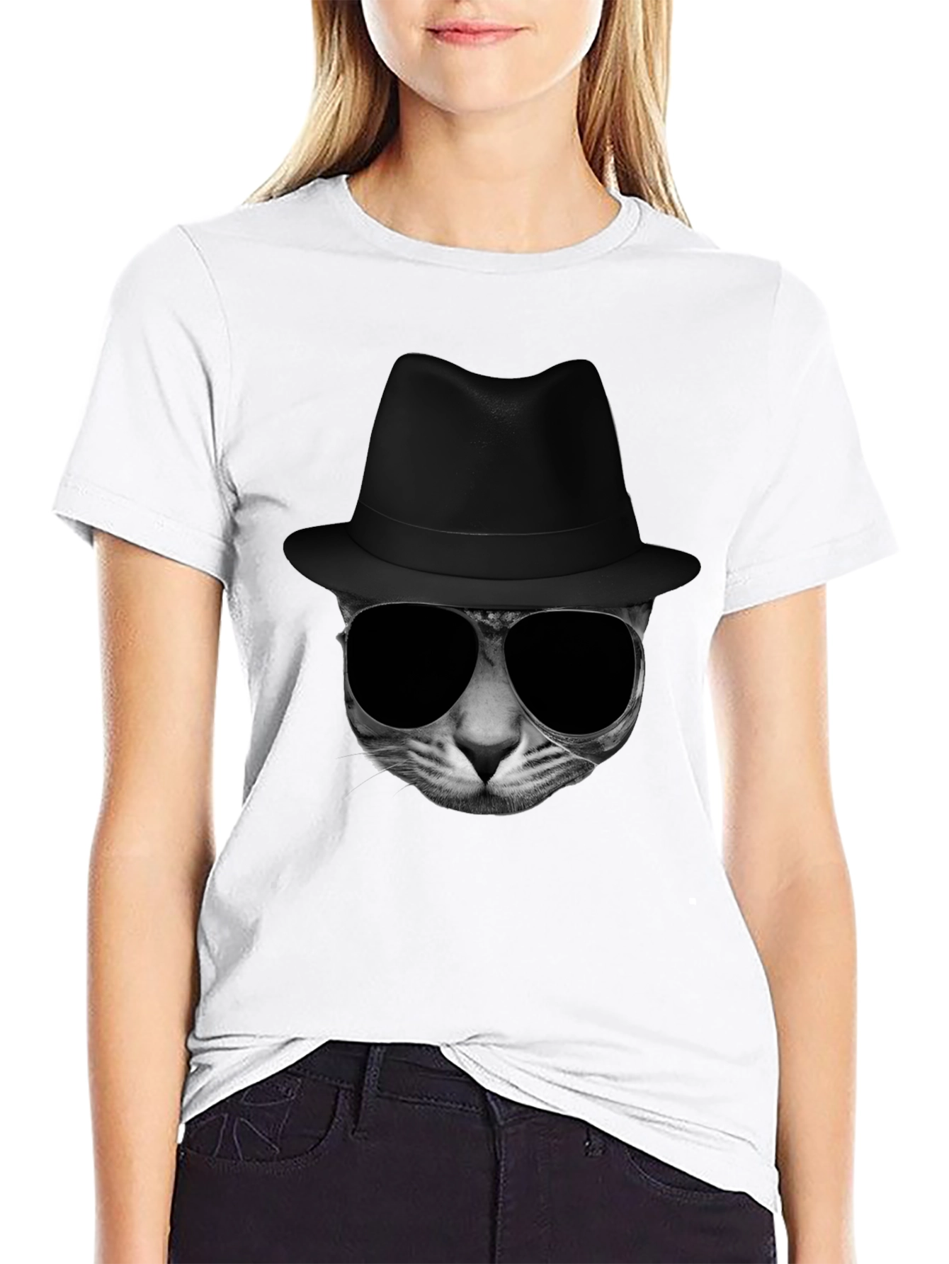 Cool Cat in Hat Graphic Tee